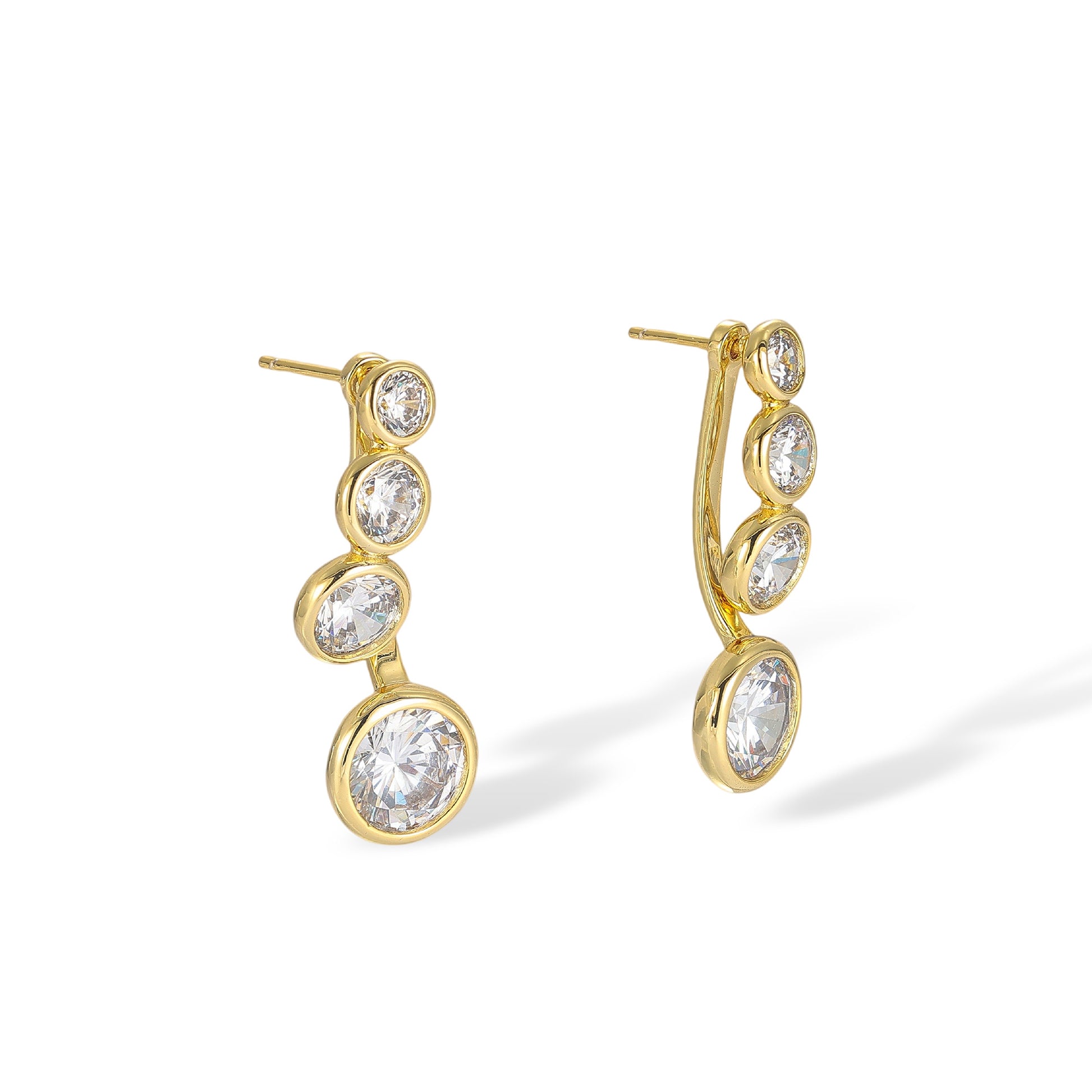 Éstella 18K Gold Bezel Round Drop Earrings
