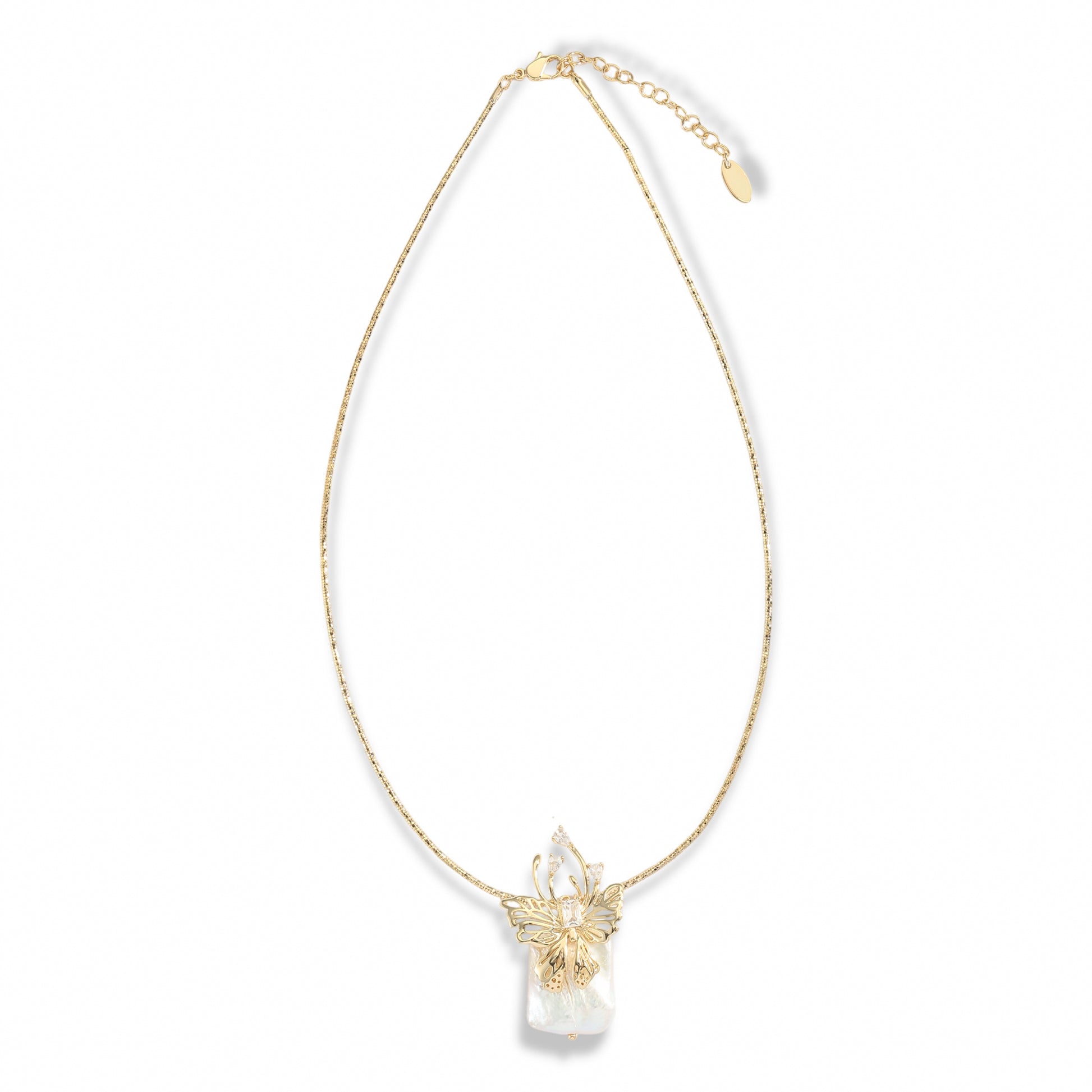 Estelle 14K Gold Butterfly Baroque Pearl Necklace