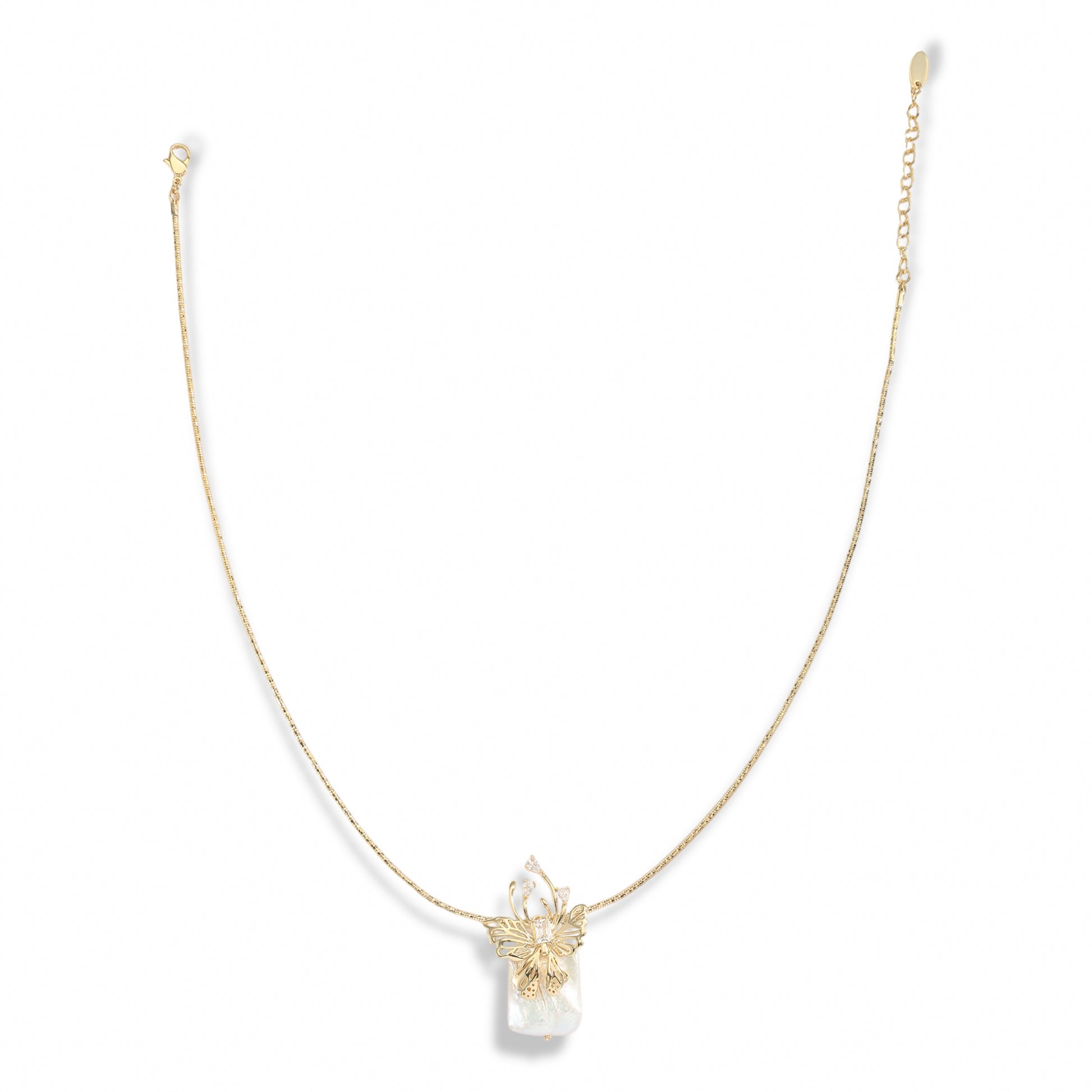 Estelle 14K Gold Butterfly Baroque Pearl Necklace