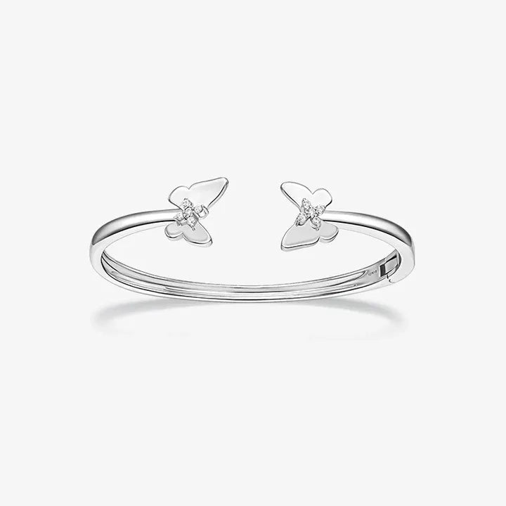 Étroit White Butterfly Open Bangle