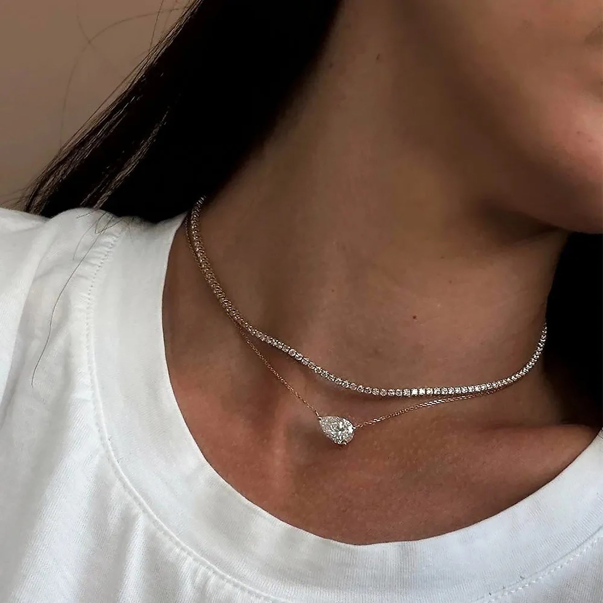 Eugénie 14K Gold Teardrop Moissanite Necklace