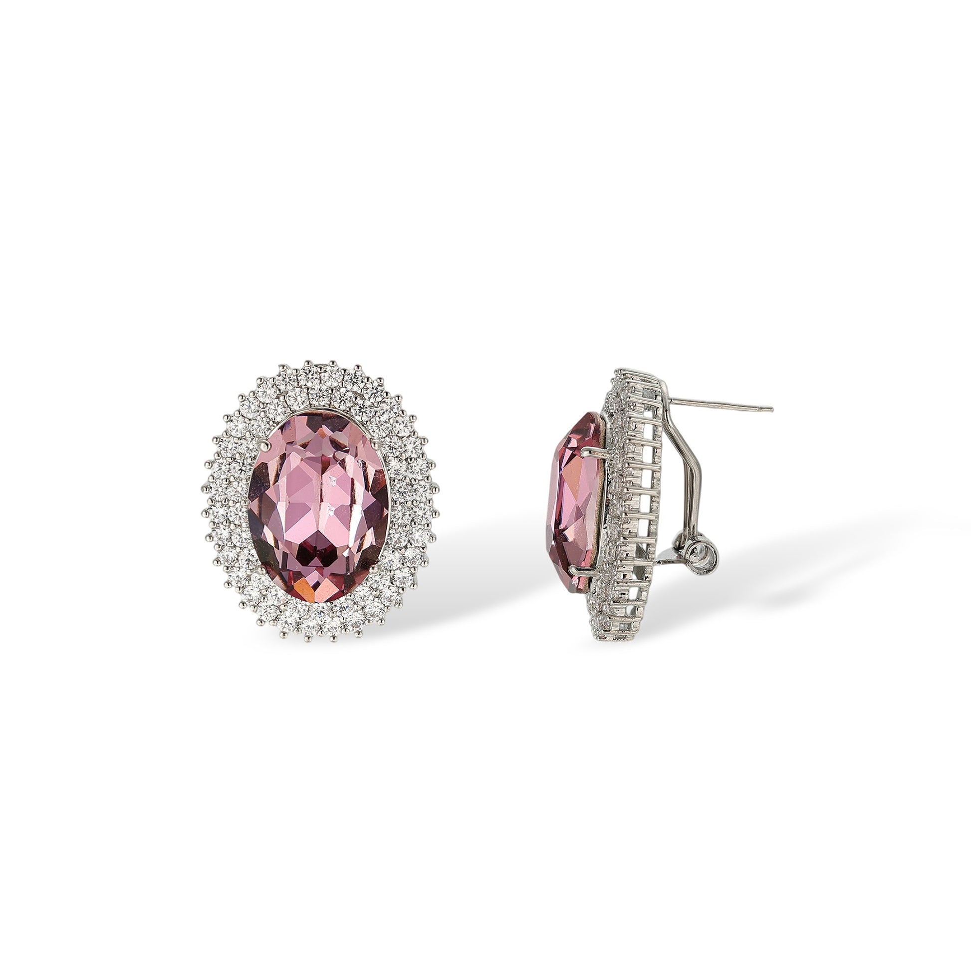 Euphrasie Pink Oval Earrings