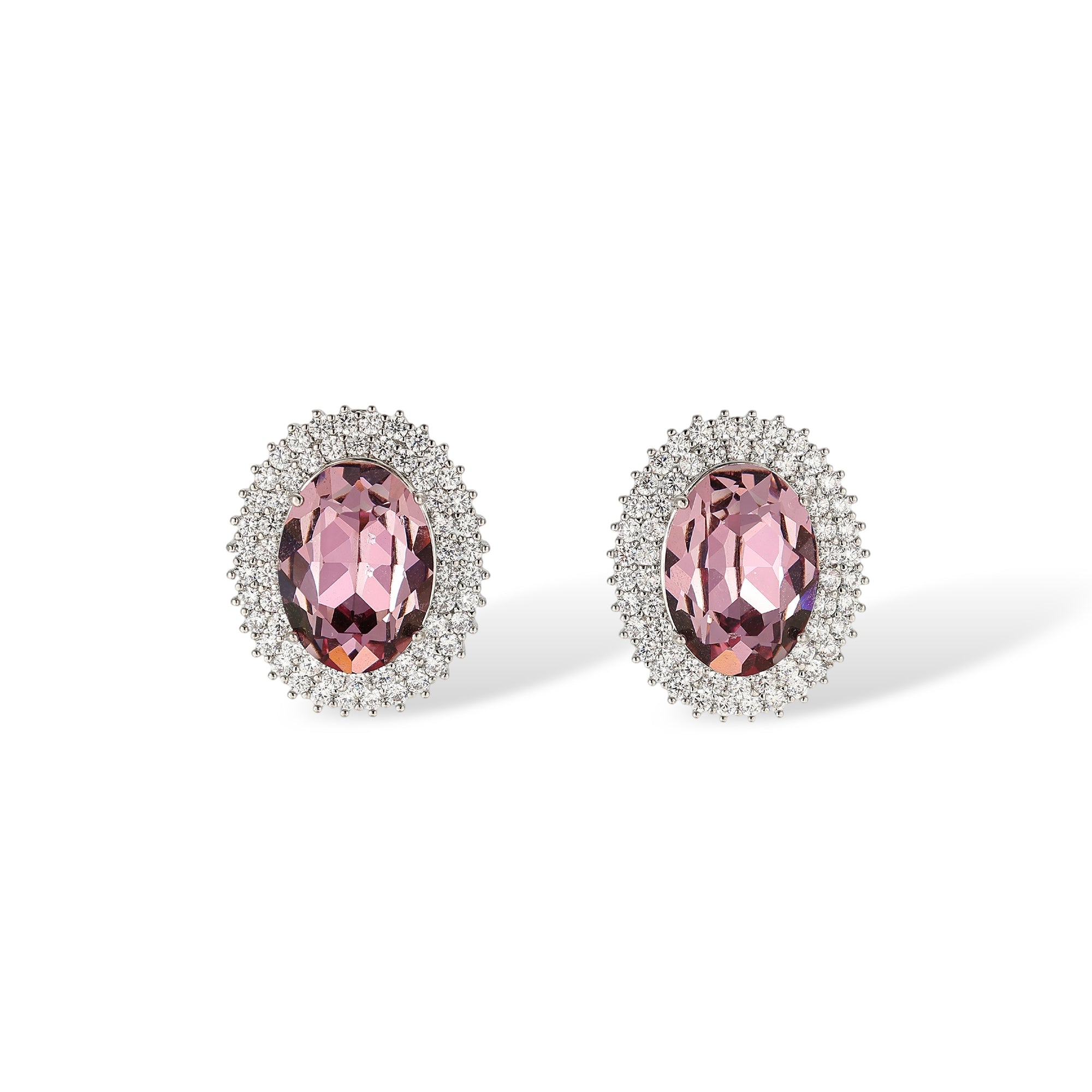 Euphrasie Pink Oval Earrings
