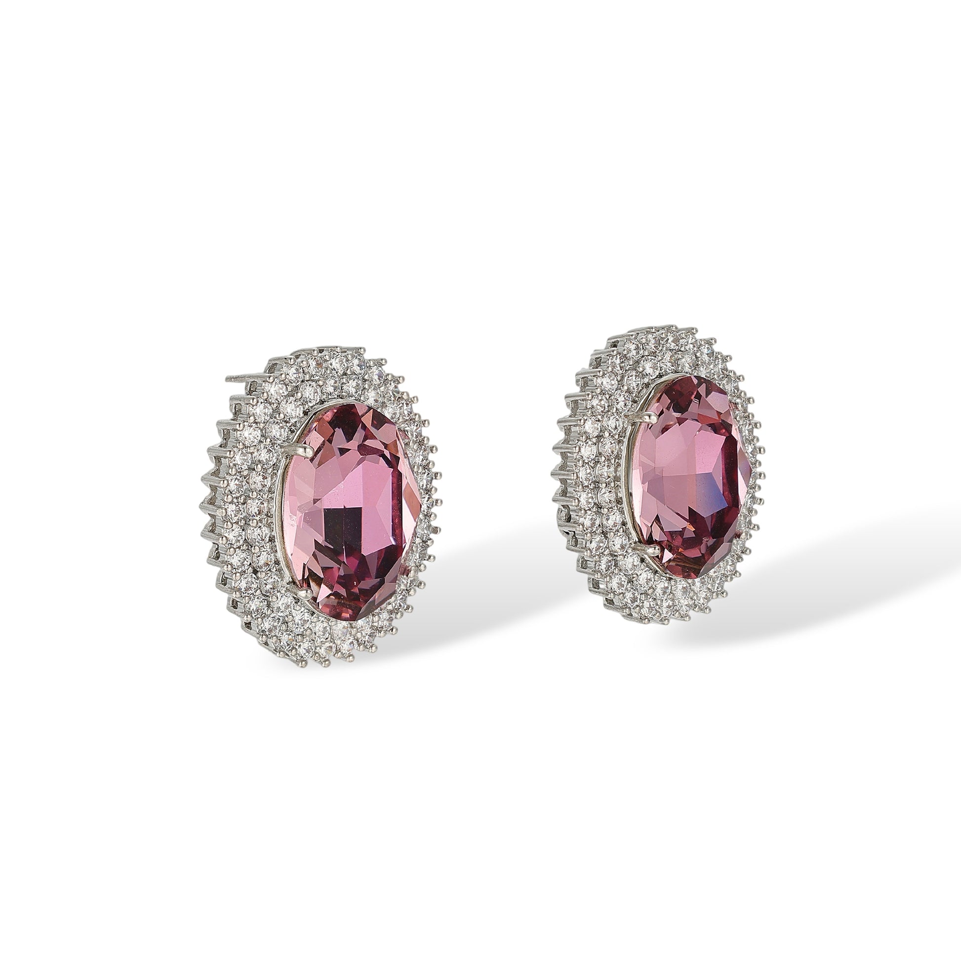 Euphrasie Pink Oval Earrings