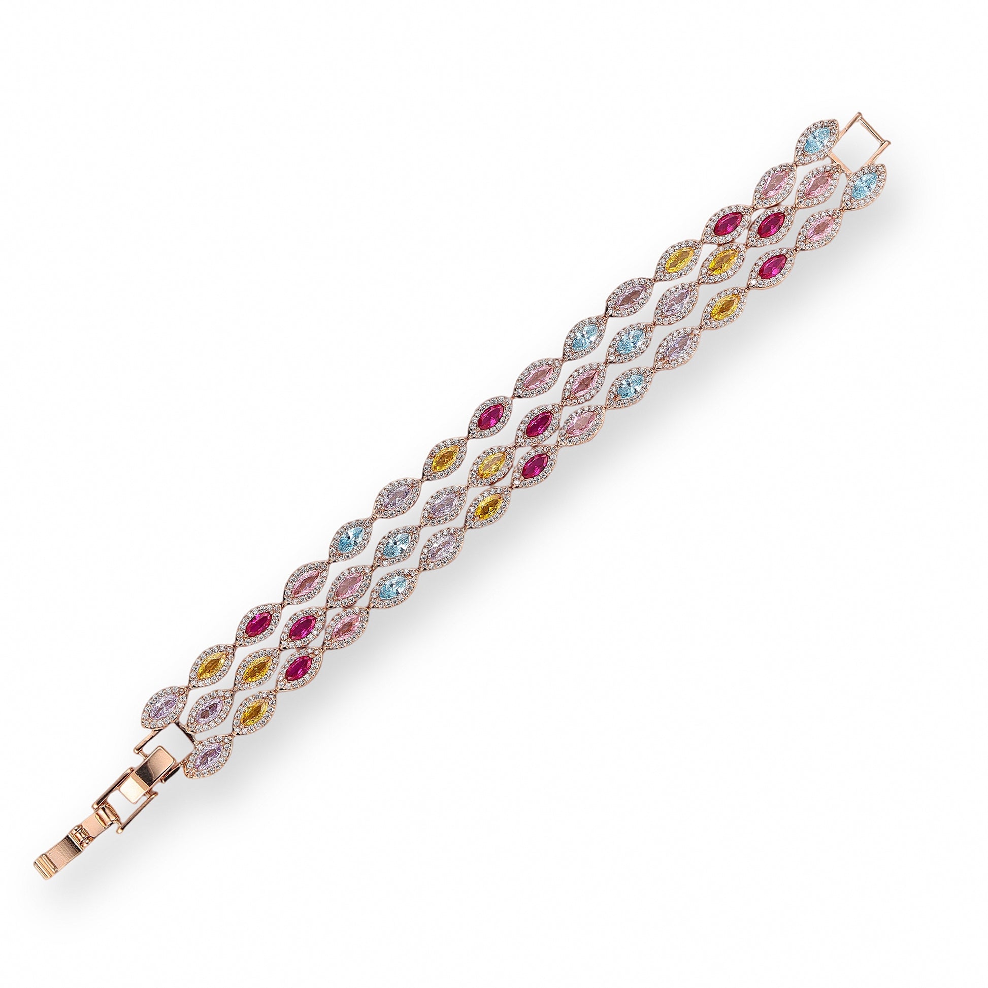 Eurydice Multicolor Triple-Row Marquise Bracelet