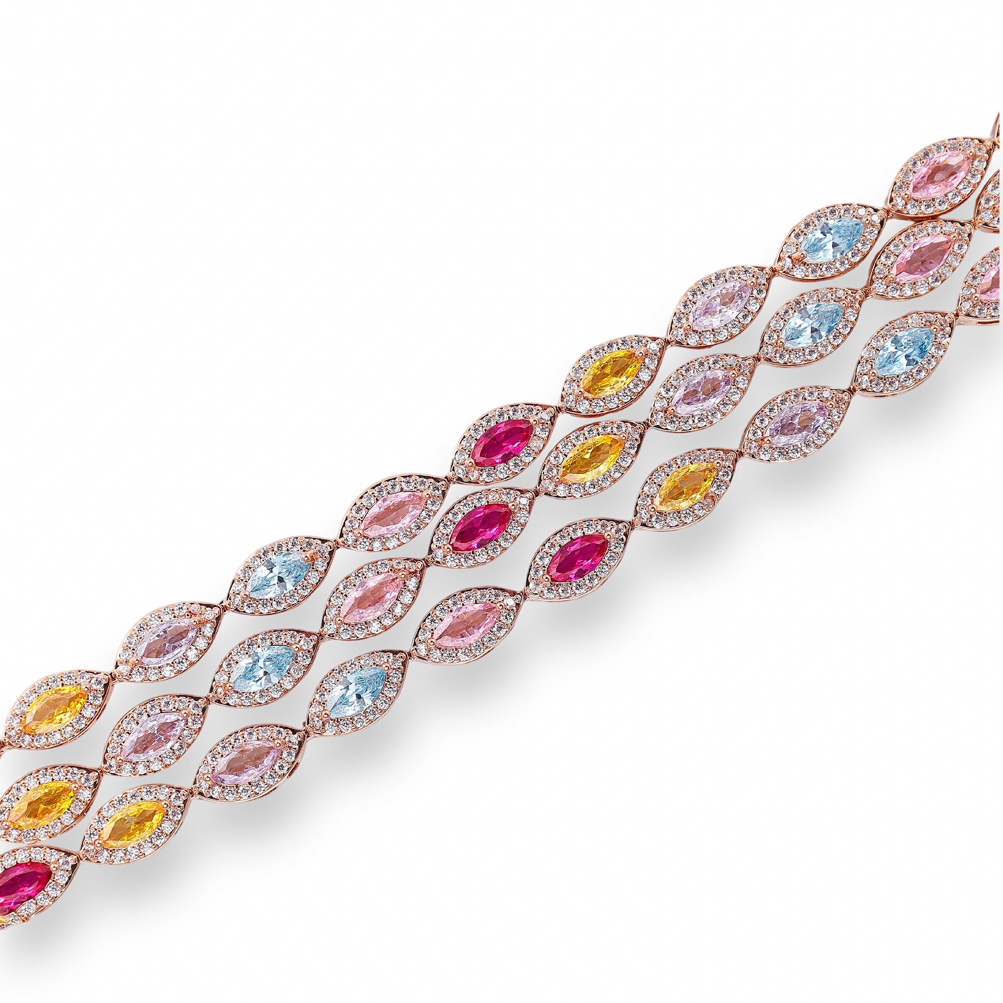 Eurydice Multicolor Triple-Row Marquise Bracelet
