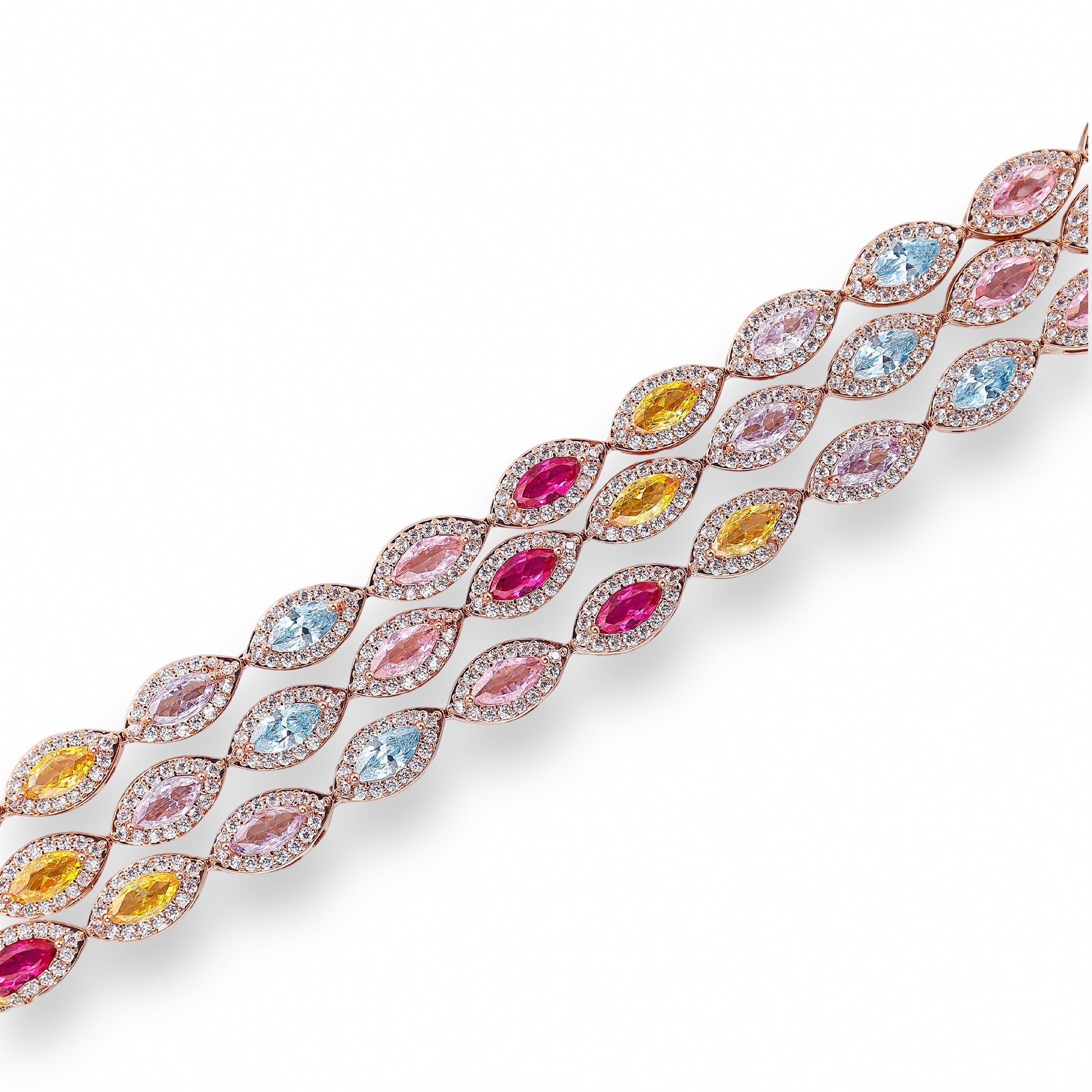 Eurydice Multicolor Triple-Row Marquise Bracelet
