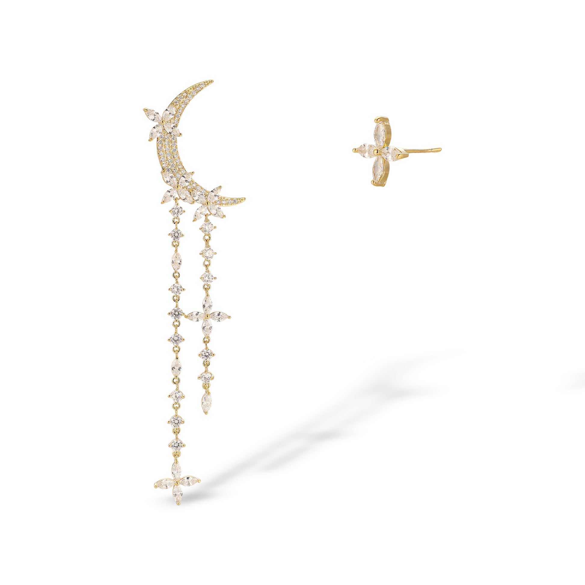 Evelin 10K Gold Moon Floral Earrings
