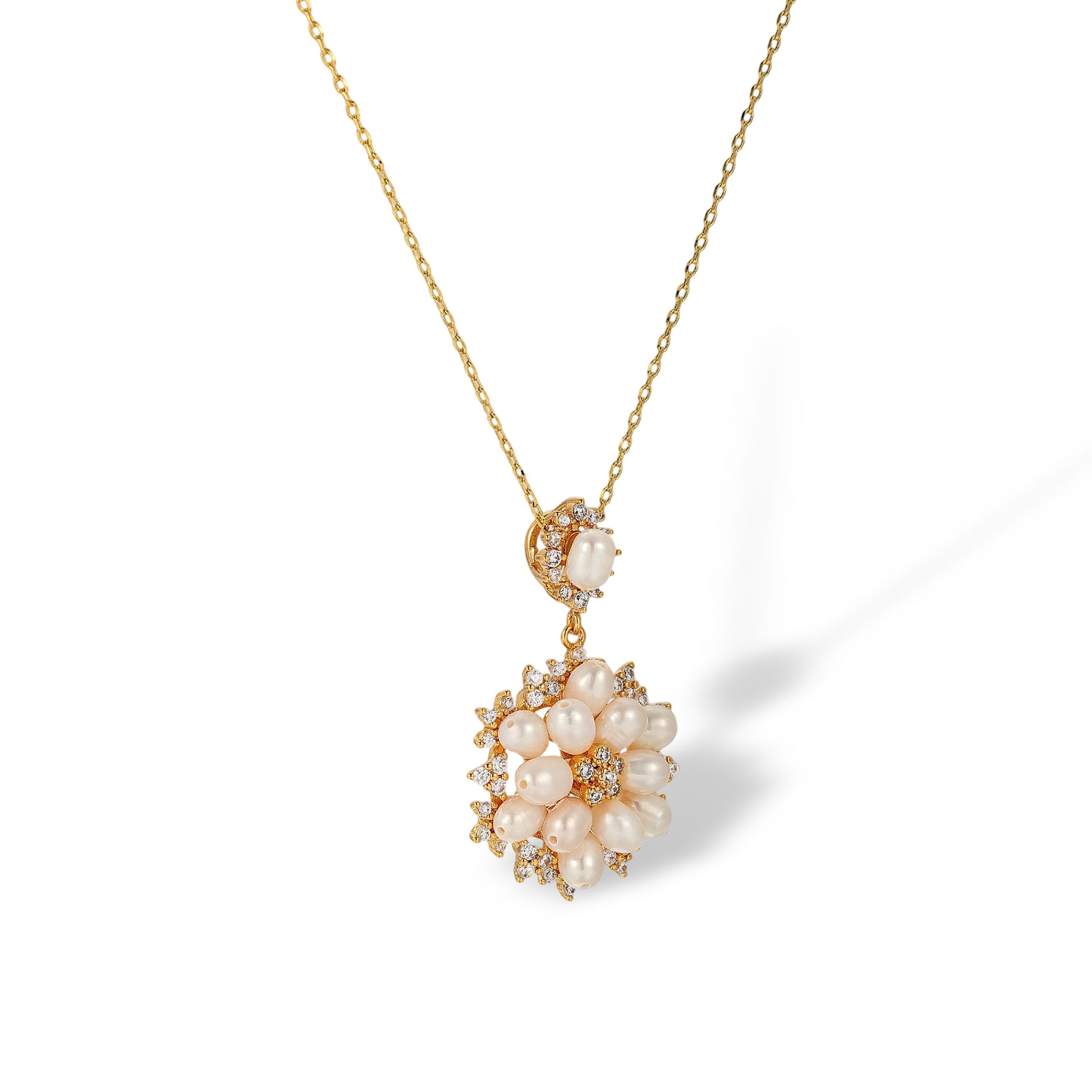 Fébria 18K Gold Pearl Floral Necklace