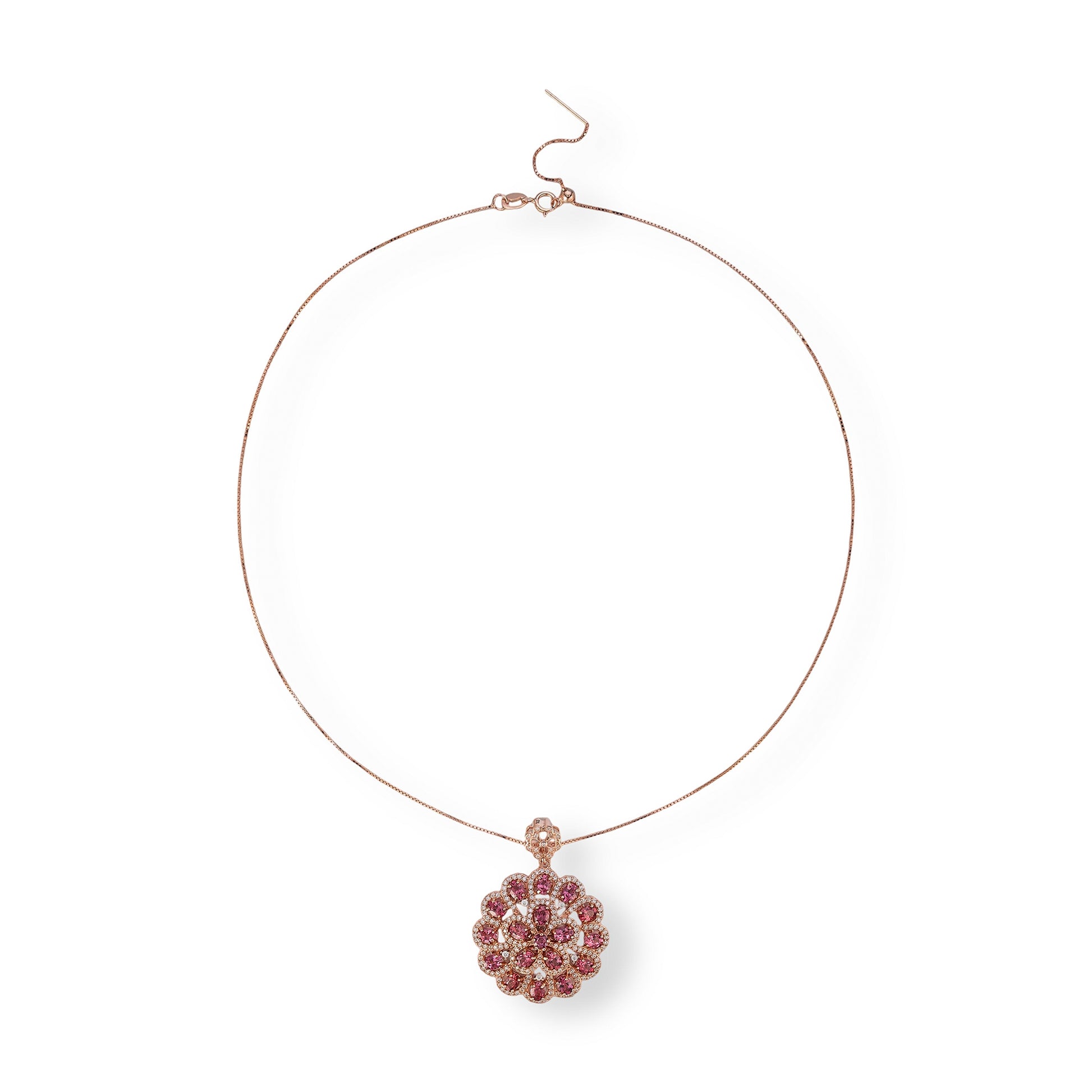 Feline Red Garnet Floral Necklace