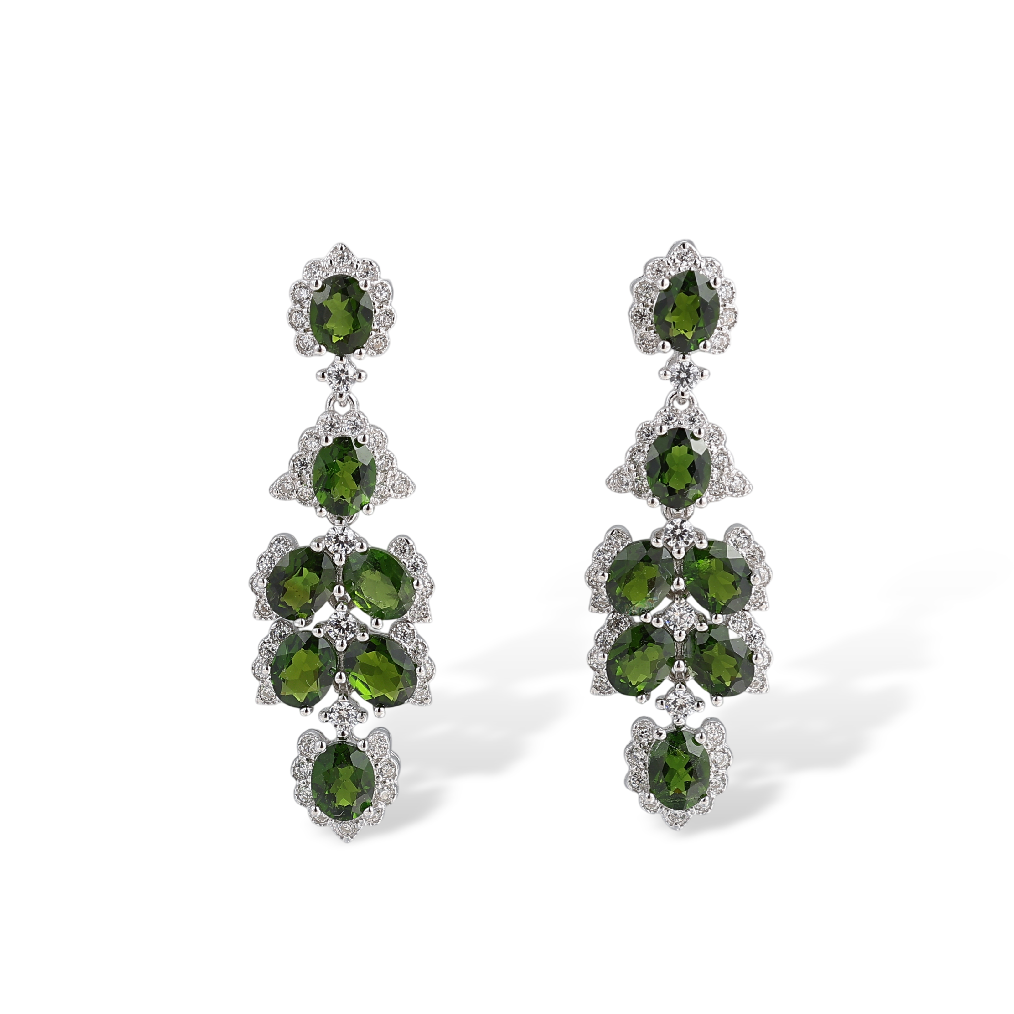 Feuille Cascade Green Floral Drop Earrings