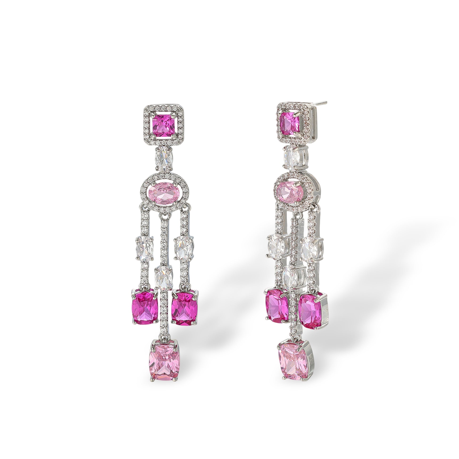 Filippa Pink Cushion Square Drop Earrings