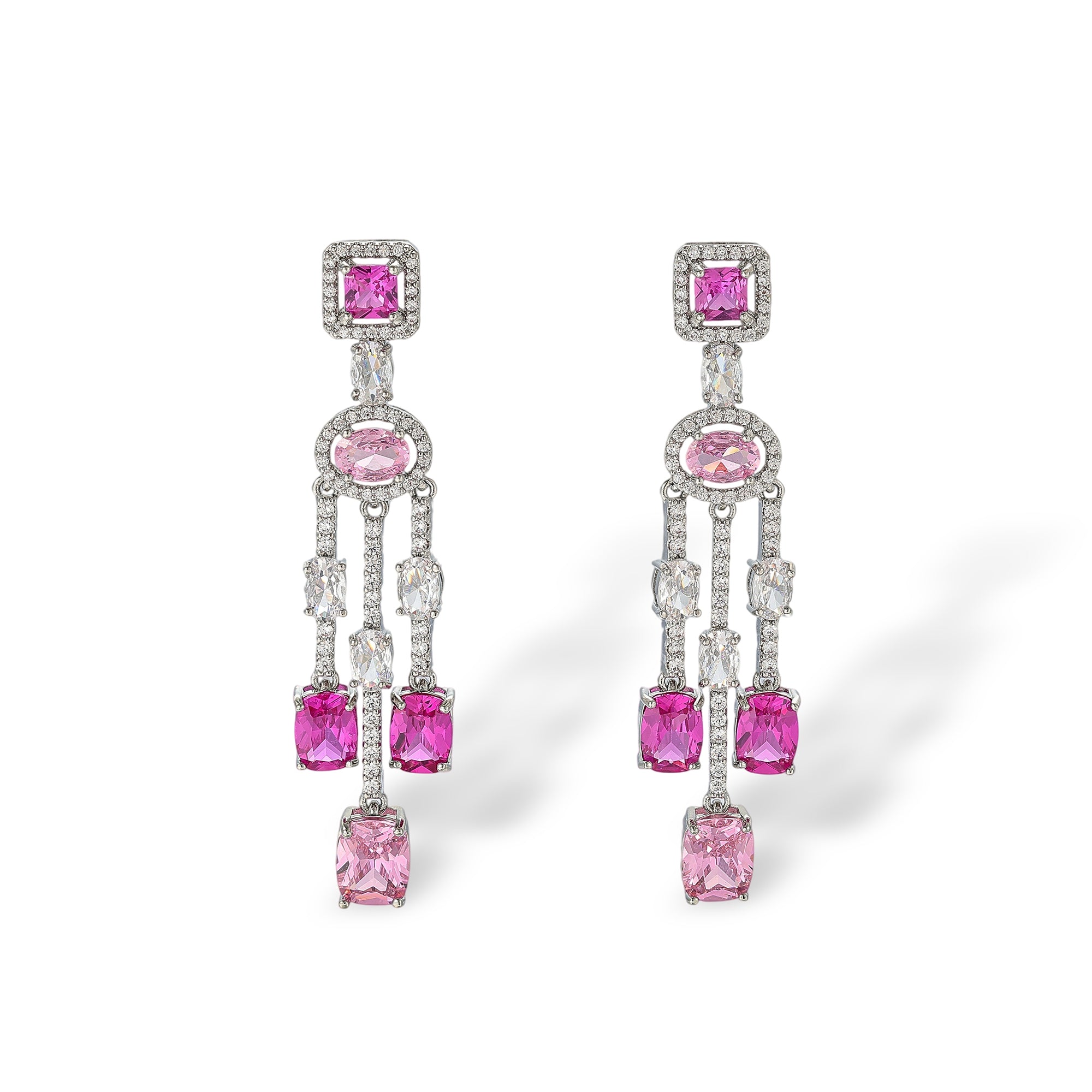 Filippa Pink Cushion Square Drop Earrings