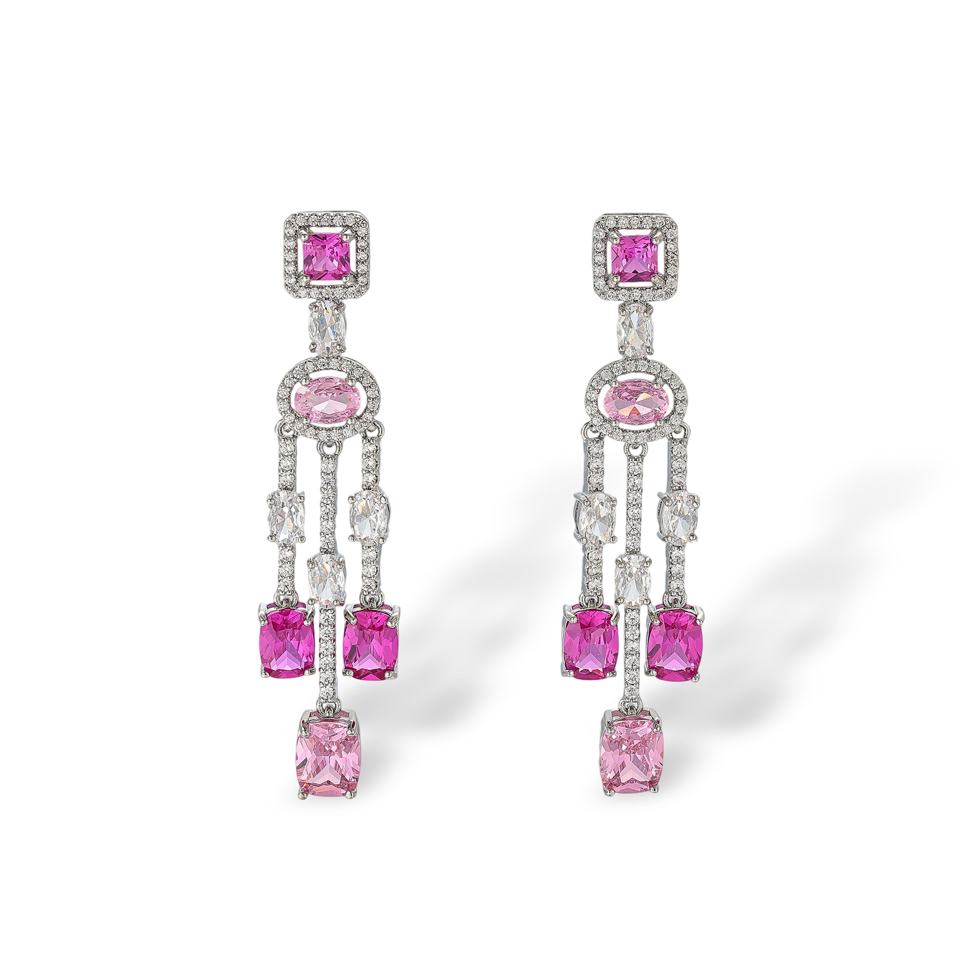 Filippa Pink Cushion Square Drop Earrings