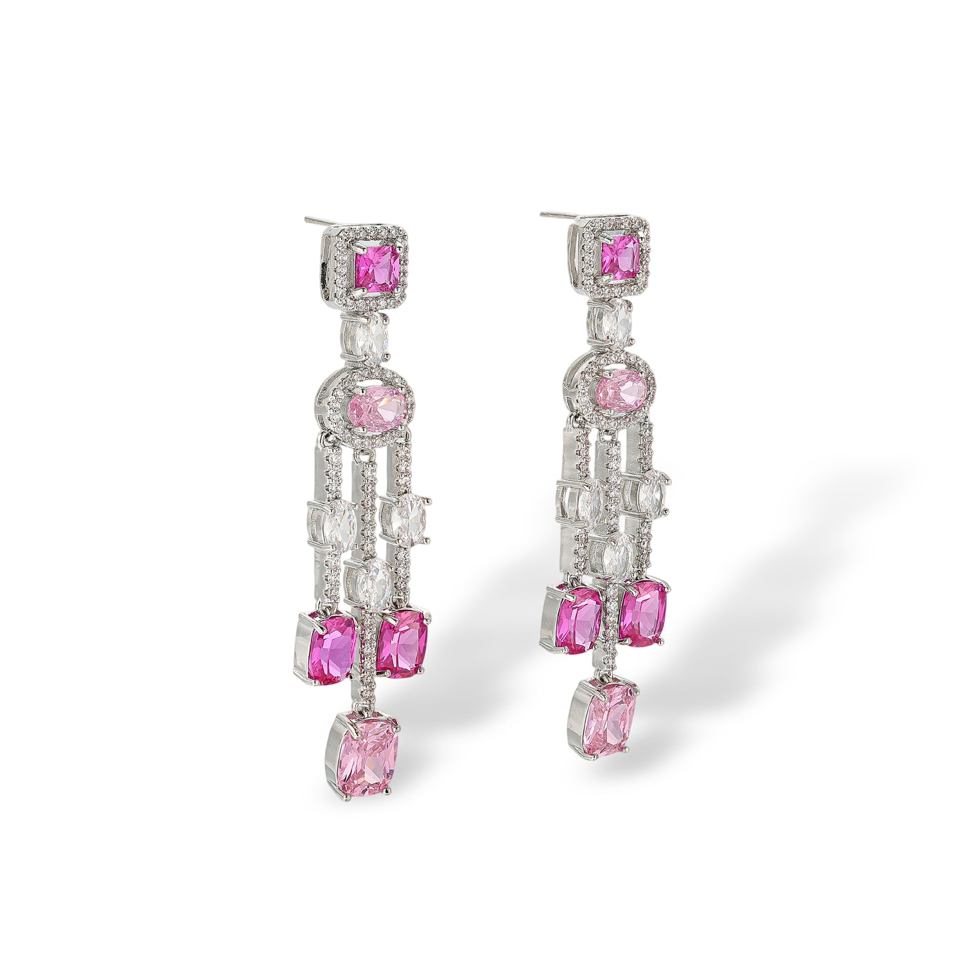 Filippa Pink Cushion Square Drop Earrings