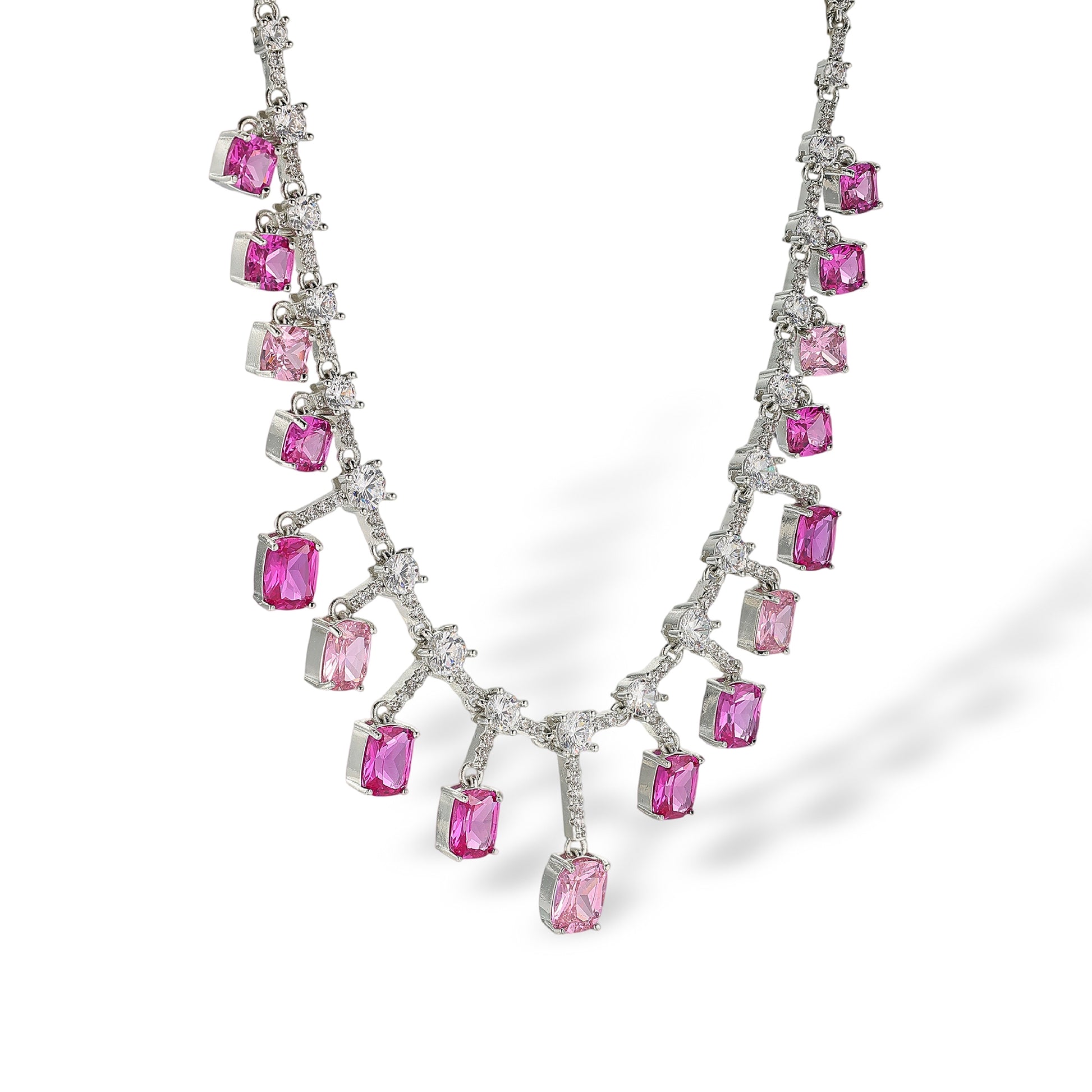 Filippa Pink Cushion Square Necklace