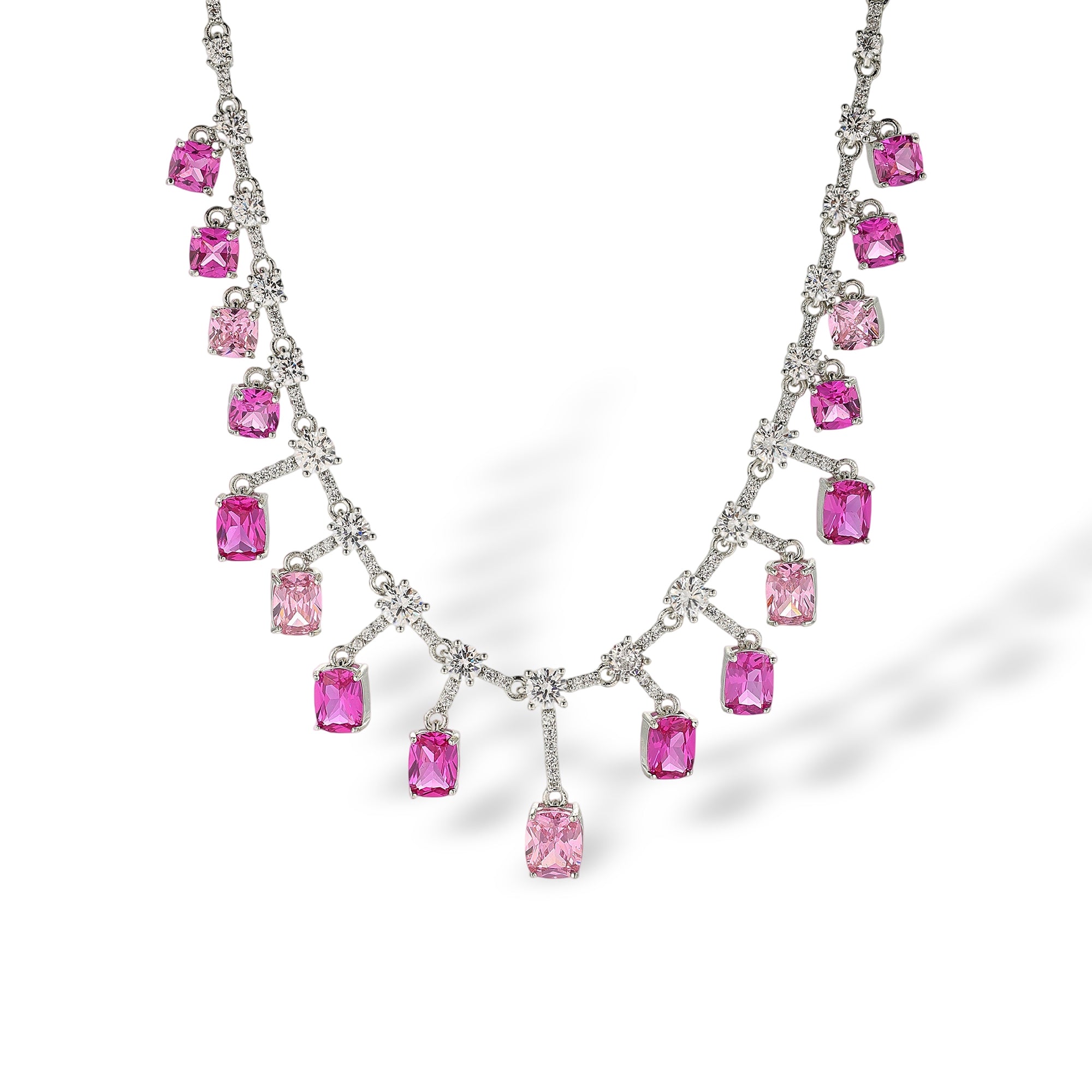 Filippa Pink Cushion Square Necklace