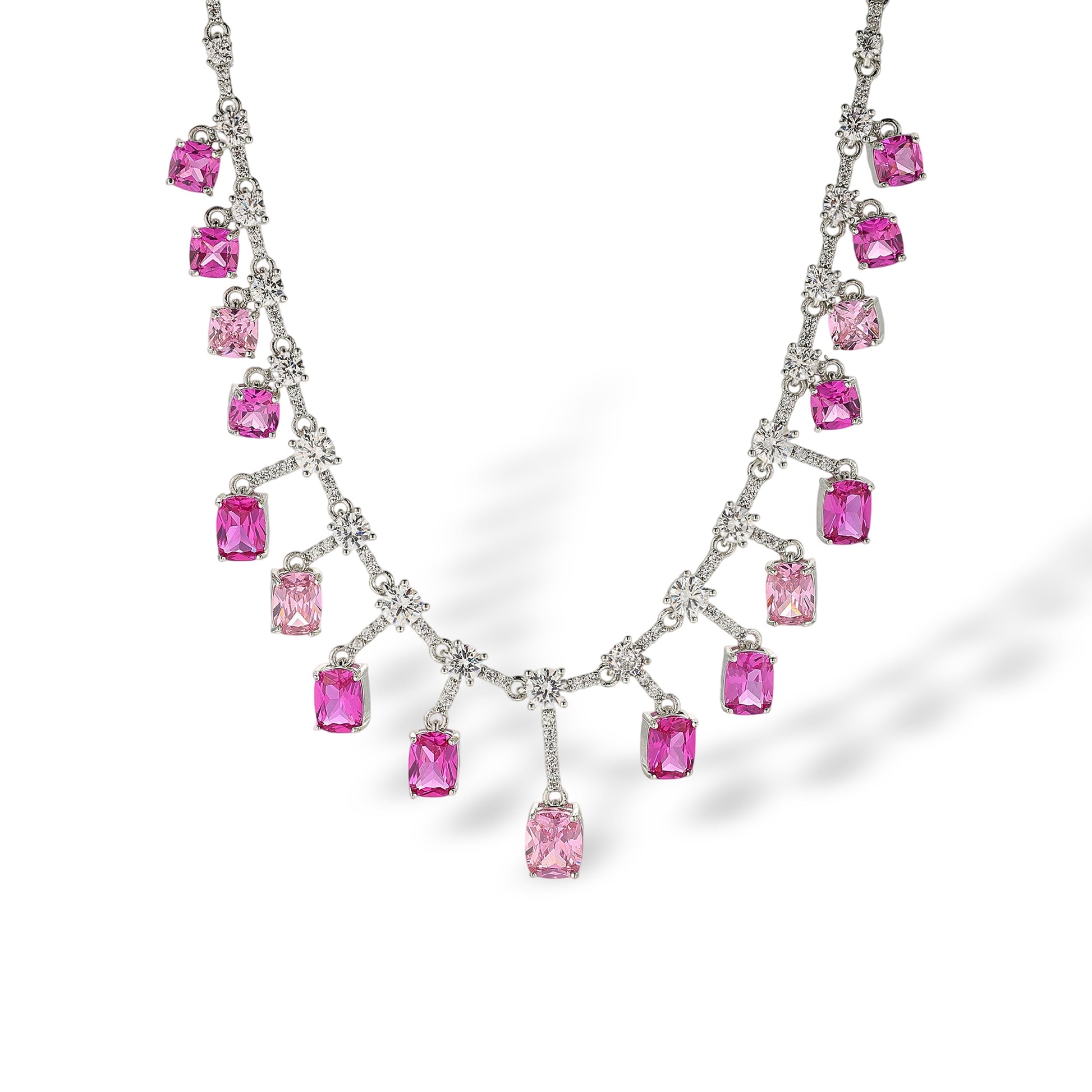 Filippa Pink Cushion Square Necklace