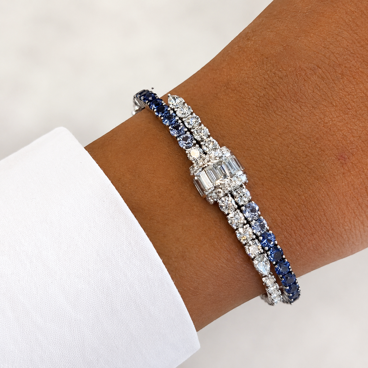 Frealind Blue Rectangular Round Bracelet