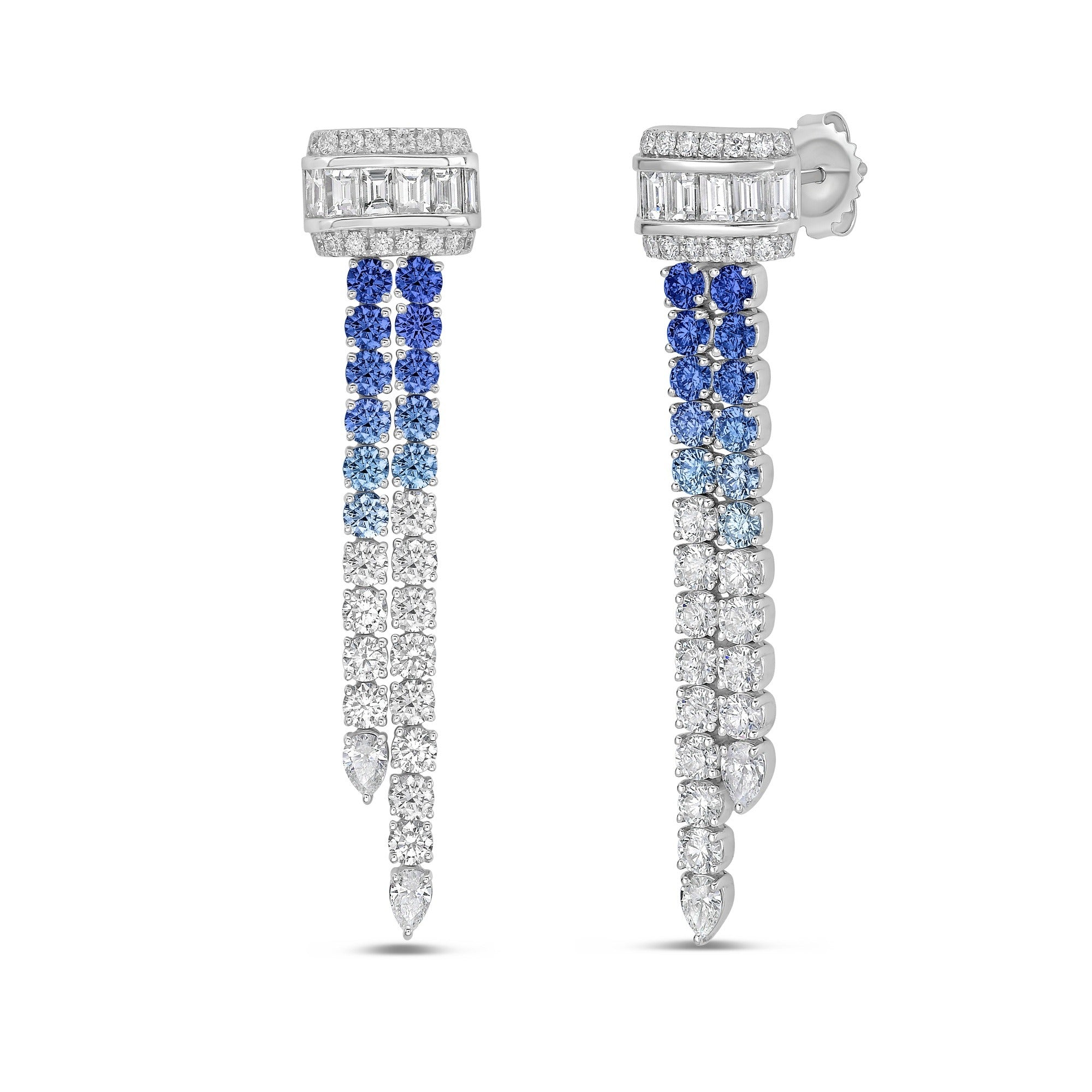 Frealind Blue Rectangular Round Drop Earrings