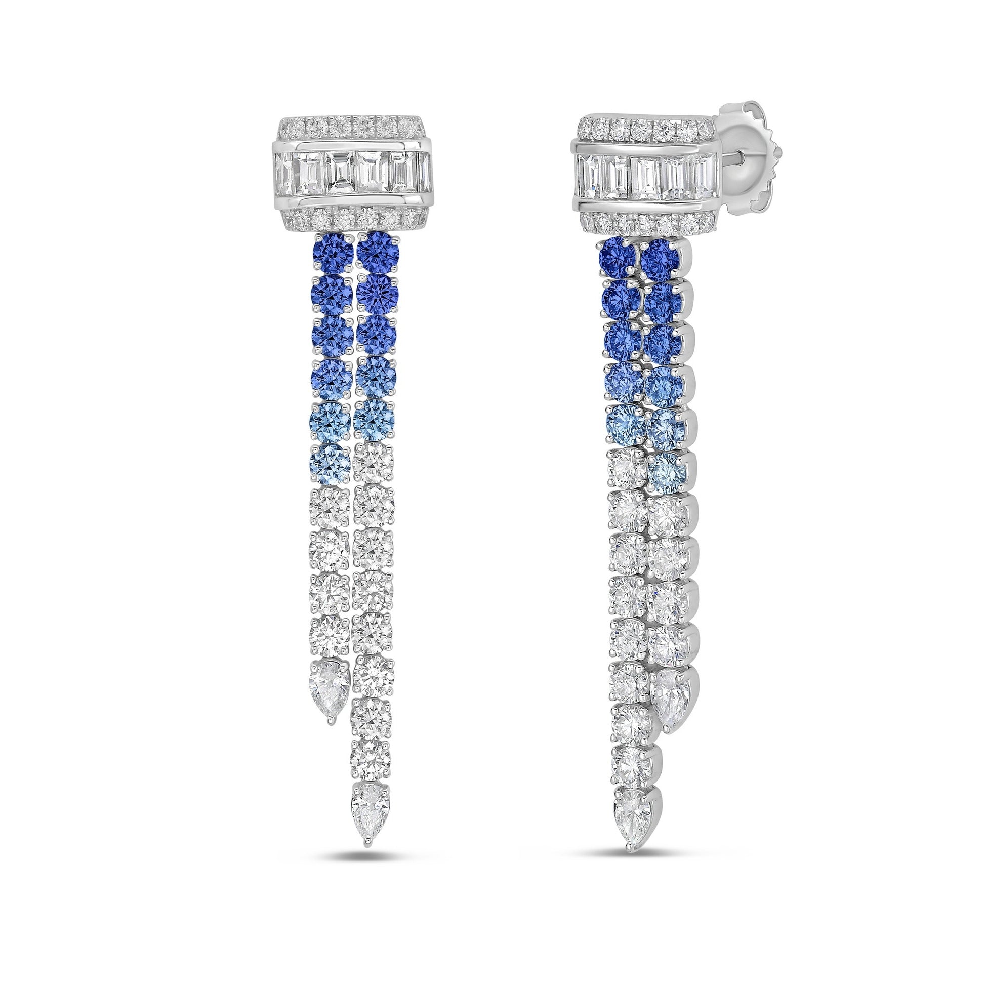 Frealind Blue Rectangular Round Drop Earrings