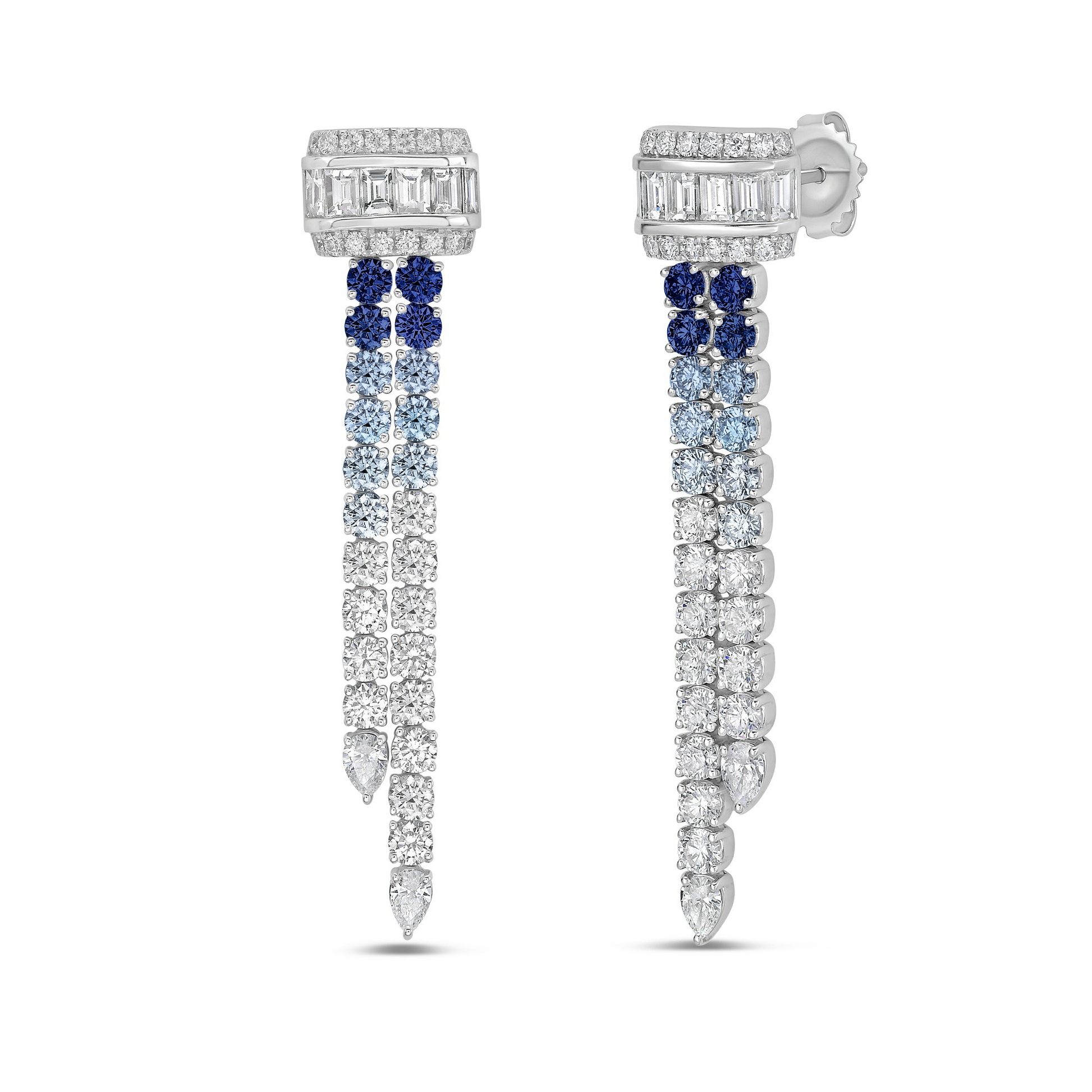 Frealind Blue Rectangular Round Drop Earrings
