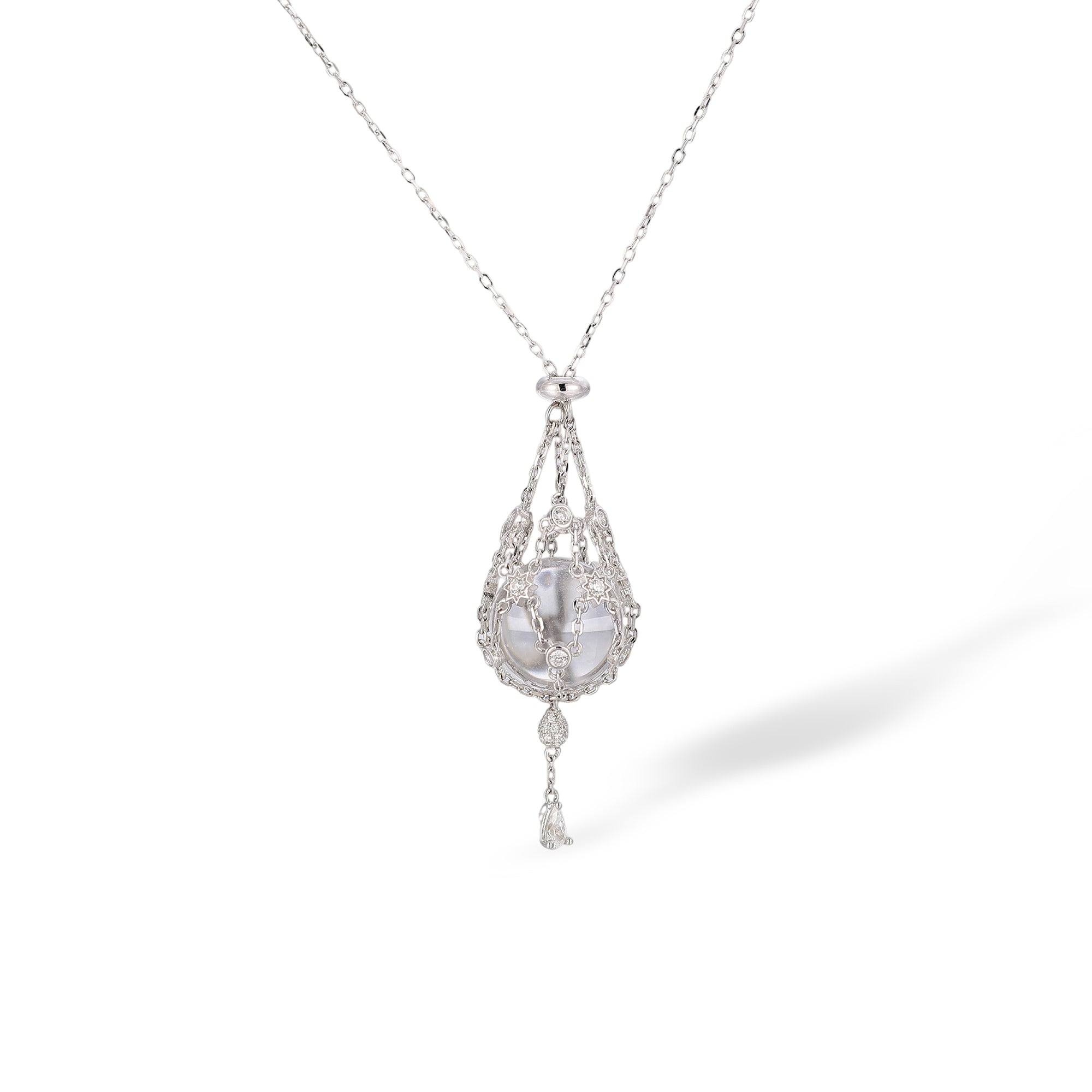 Frehild White Round Crystal Necklace