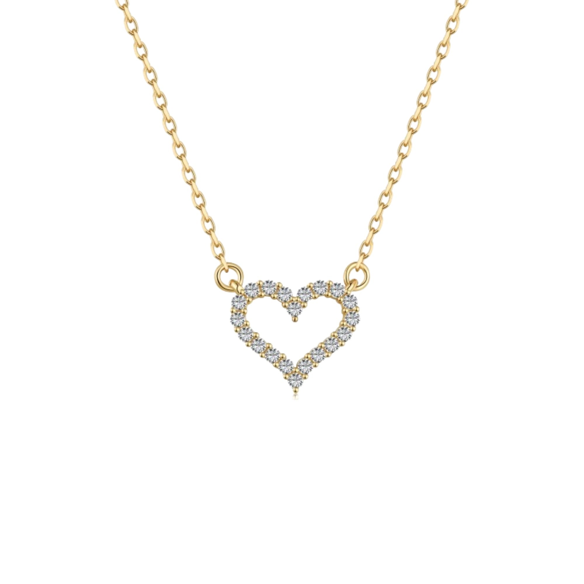 Freyda 18K Gold Hollow Heart Necklace