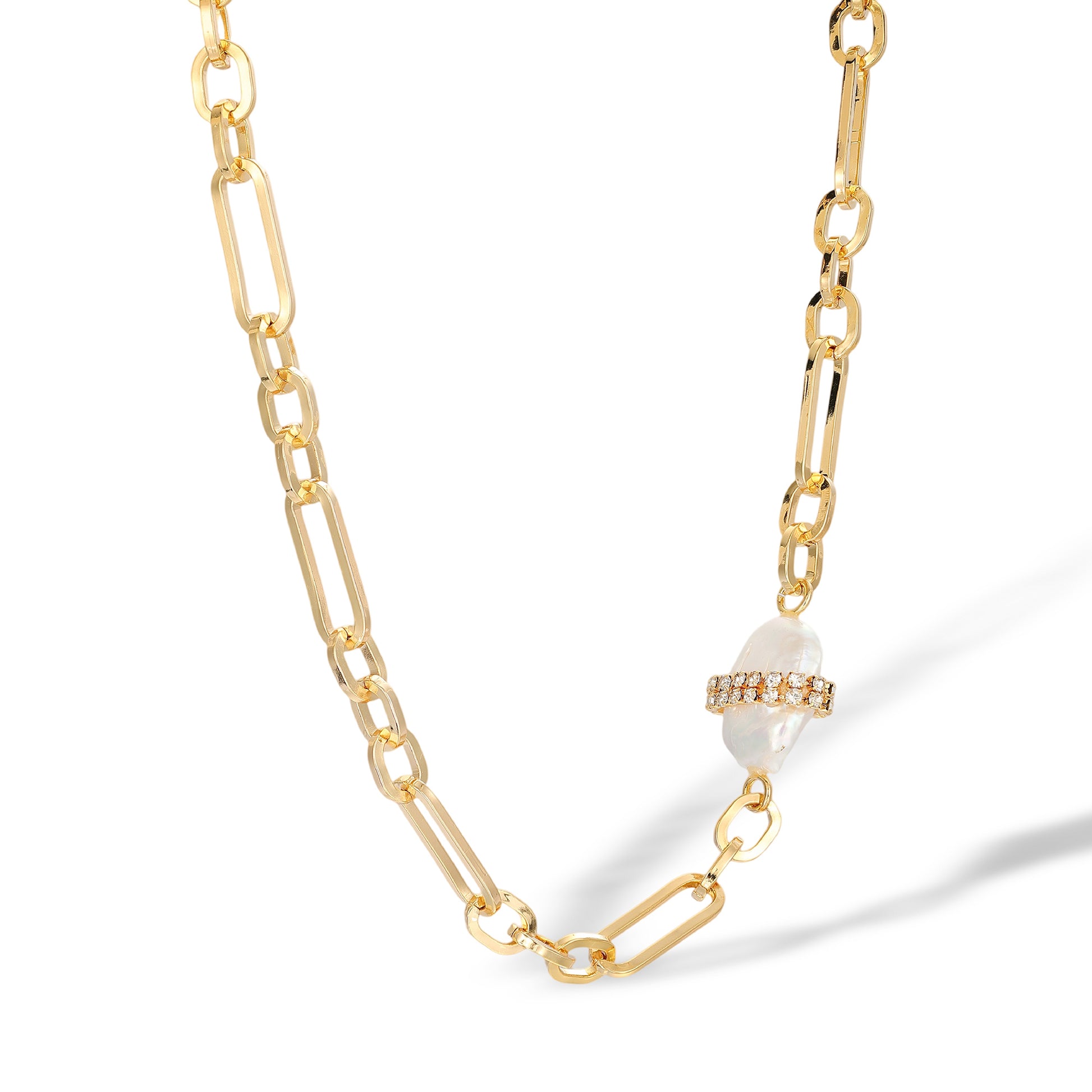 Frida 18K Gold Baroque Pearl Link Choker Necklace