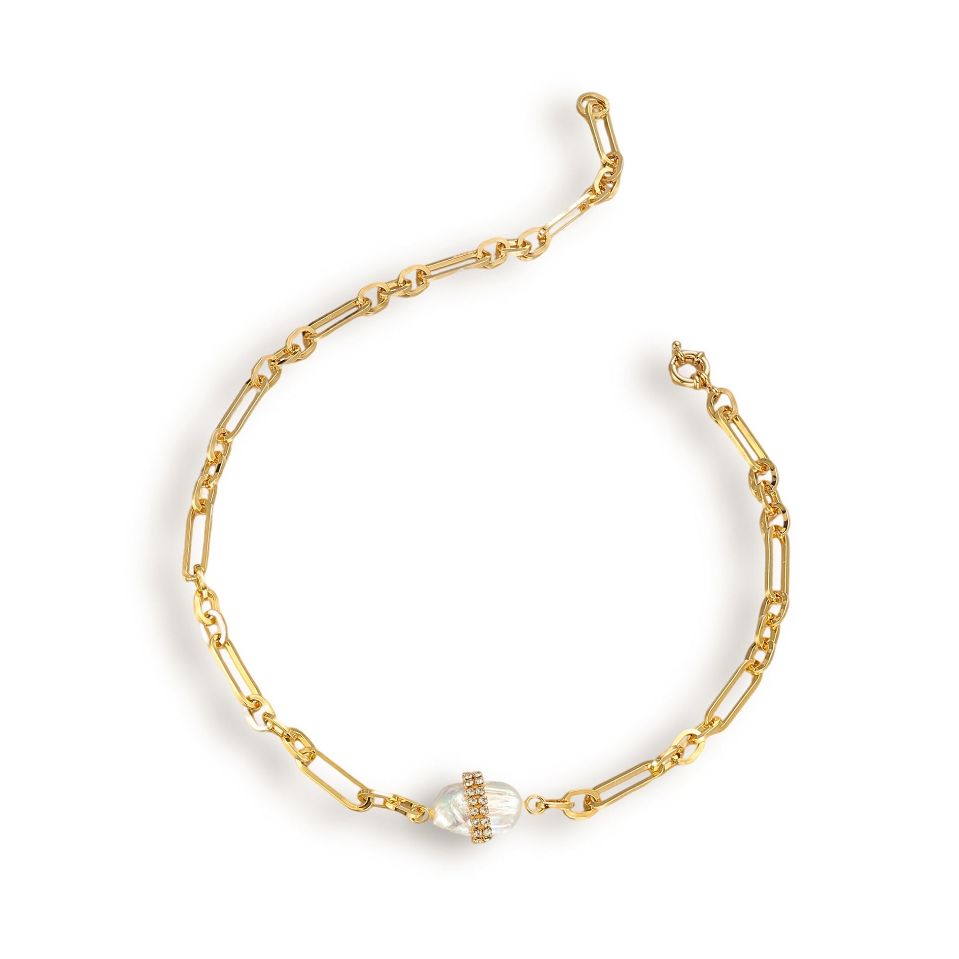 Frida 18K Gold Baroque Pearl Link Choker Necklace