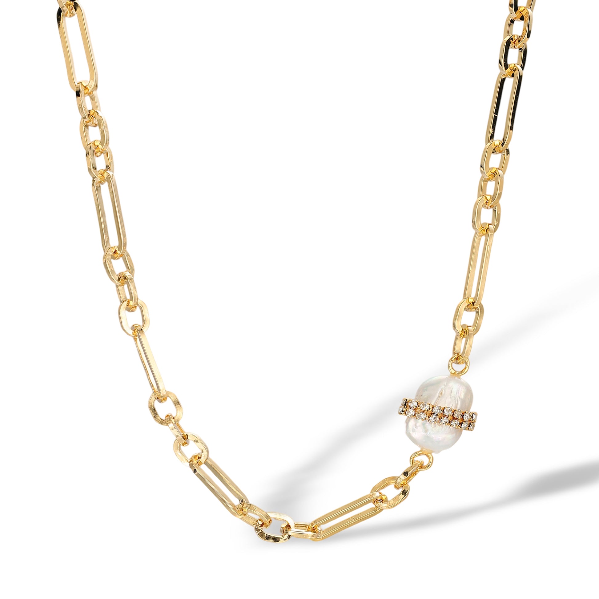 Frida 18K Gold Baroque Pearl Link Choker Necklace