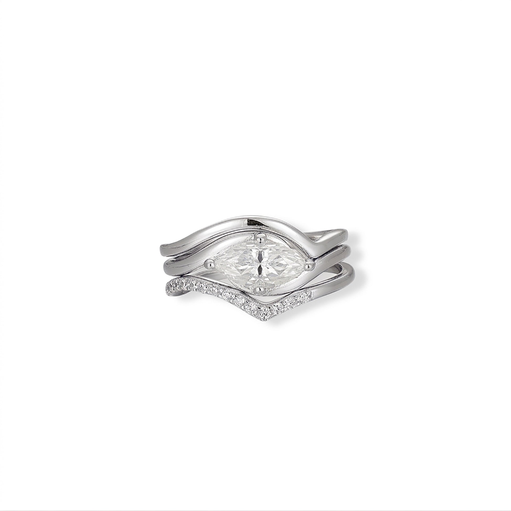 Friedlina 14K Gold Marquise Moissanite Ring Set