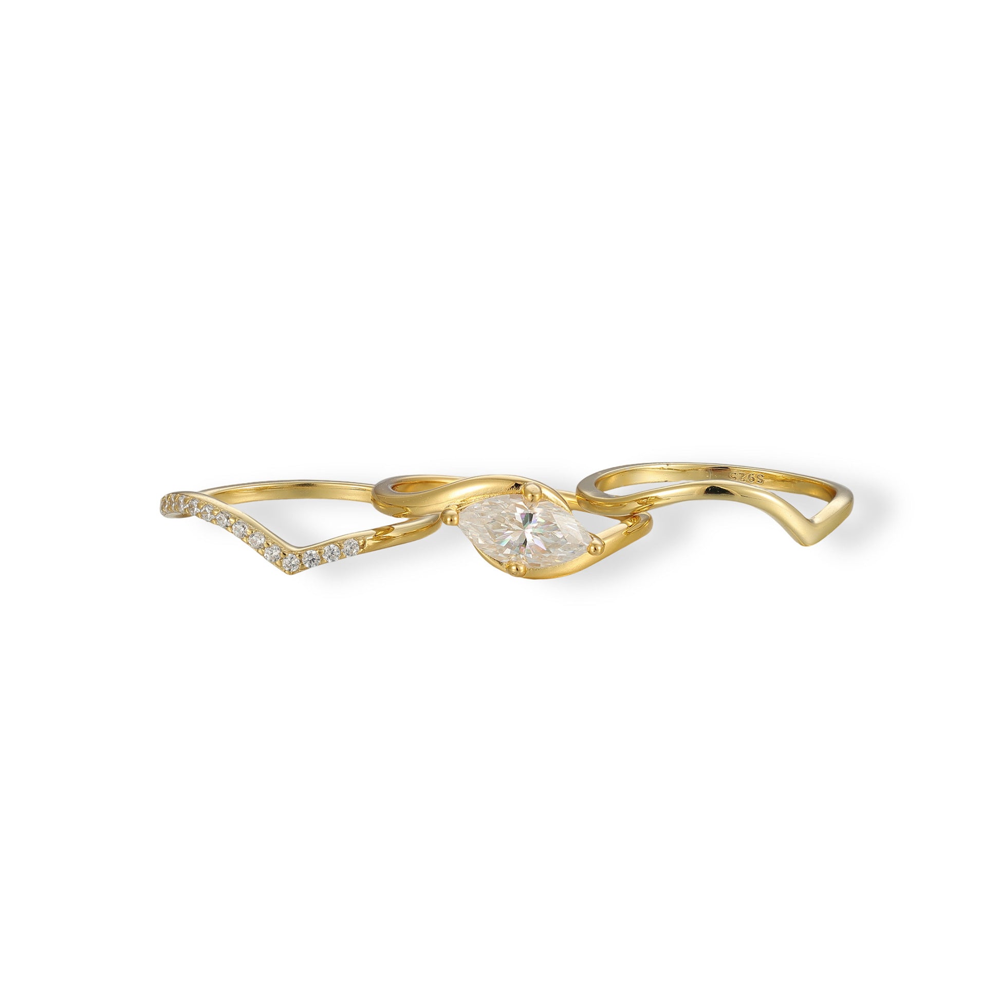 Friedlina 14K Gold Marquise Moissanite Ring Set