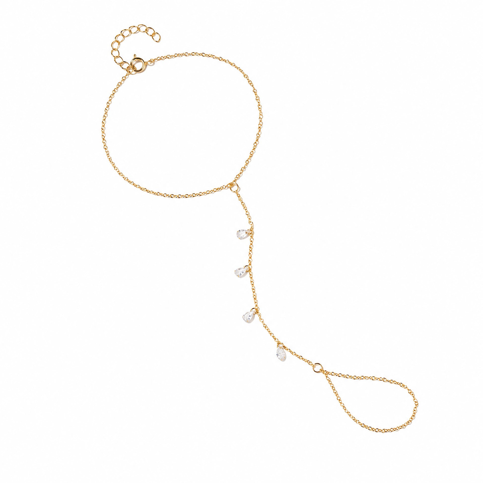 Friedmina 14K Gold Teardrop Linked Finger Bracelet