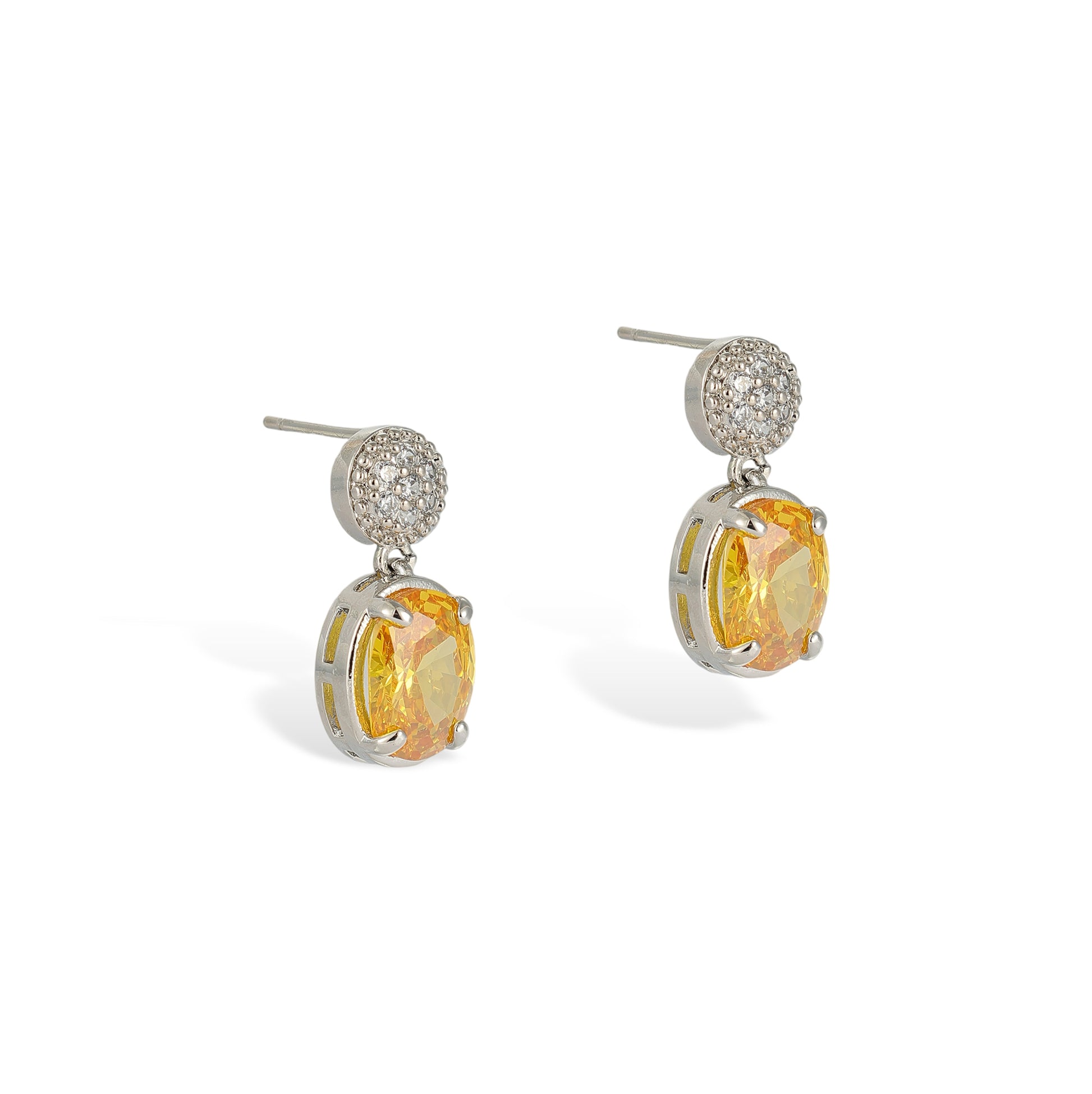 Friedrike Yellow Oval Drop Earrings