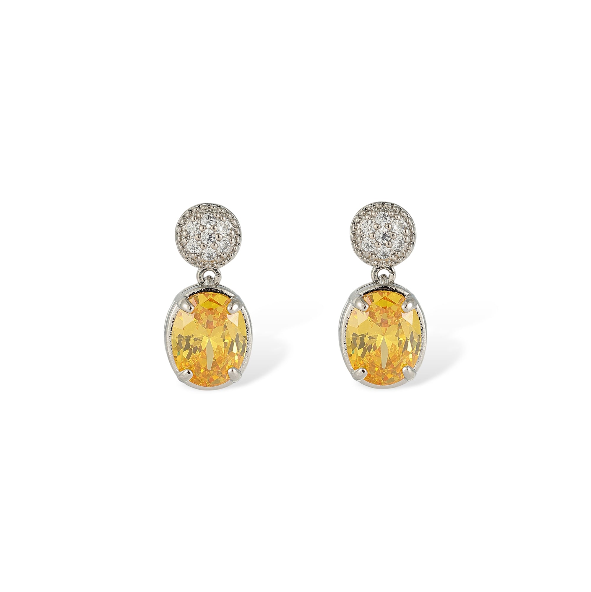 Friedrike Yellow Oval Drop Earrings