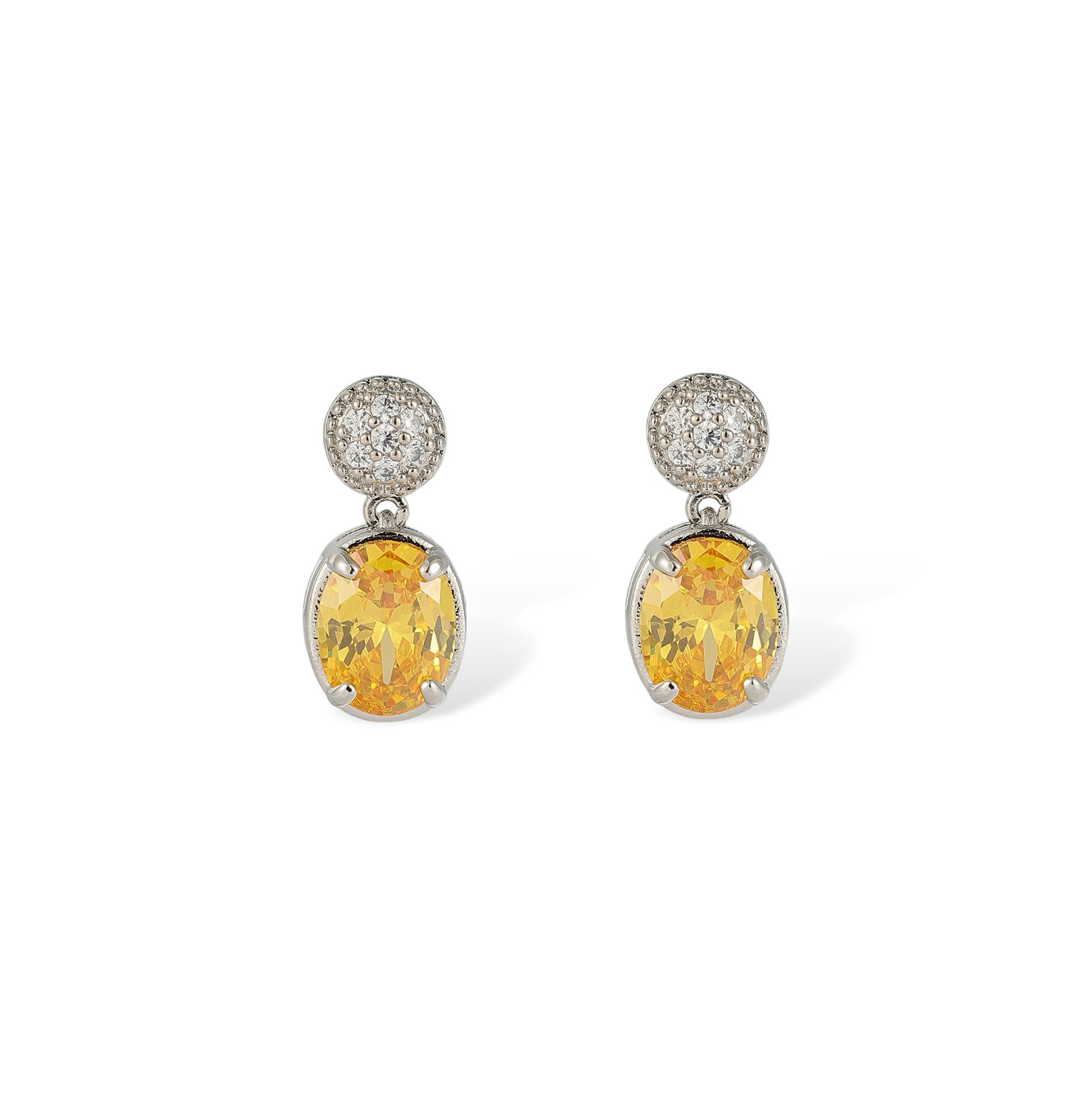 Friedrike Yellow Oval Drop Earrings