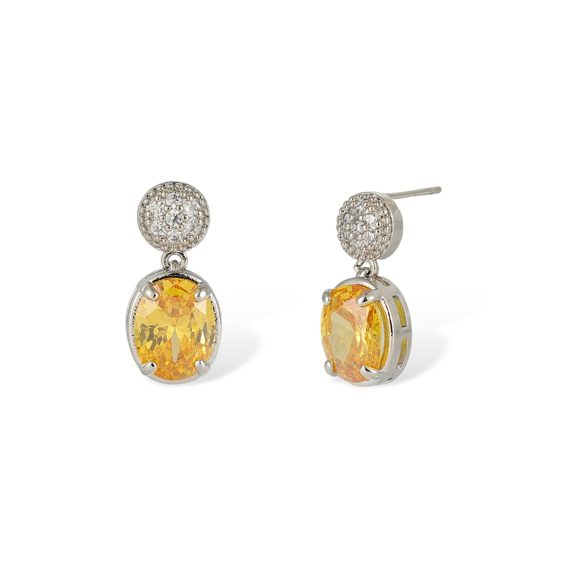 Friedrike Yellow Oval Drop Earrings