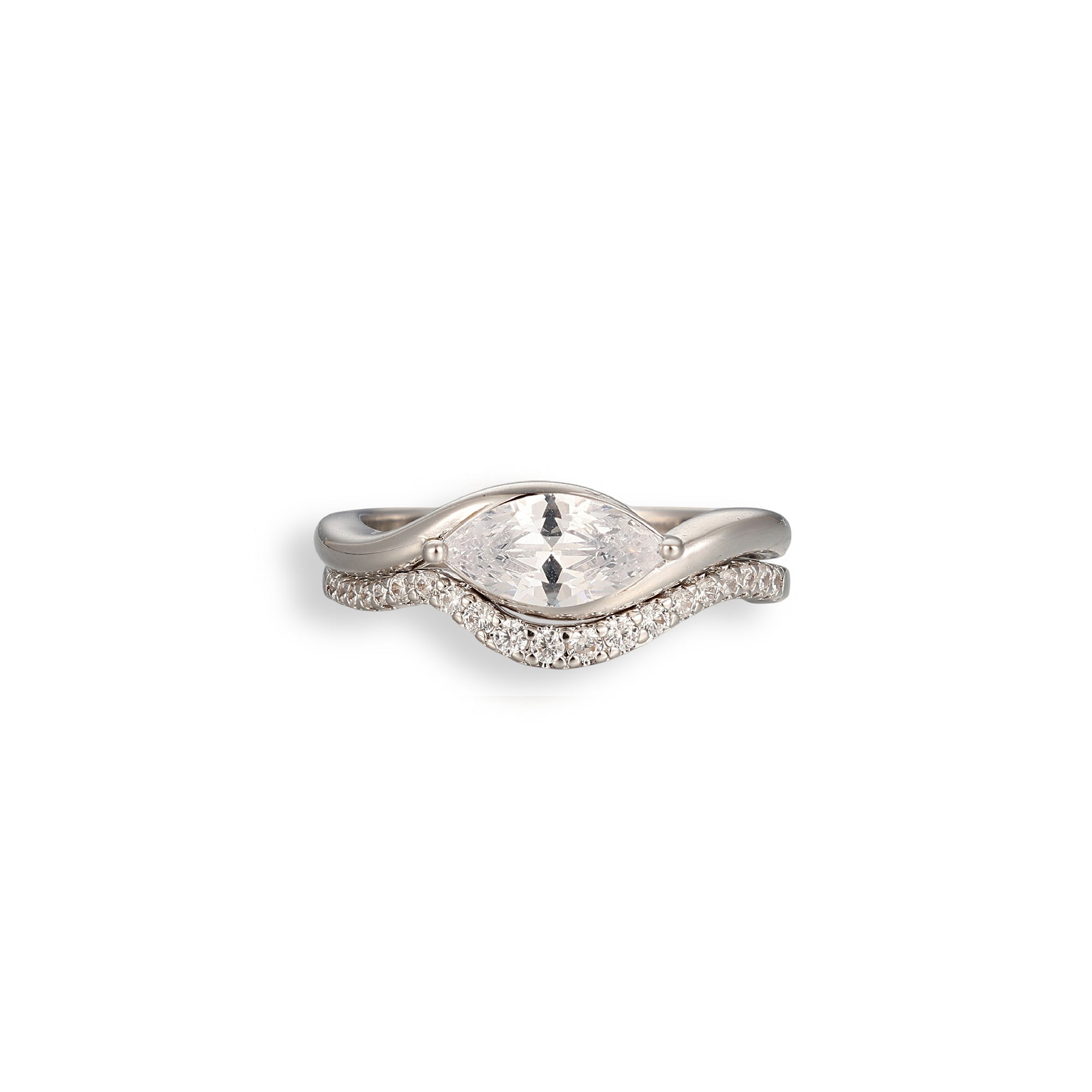 Friedrun 14K Gold Marquise Open Ring Set