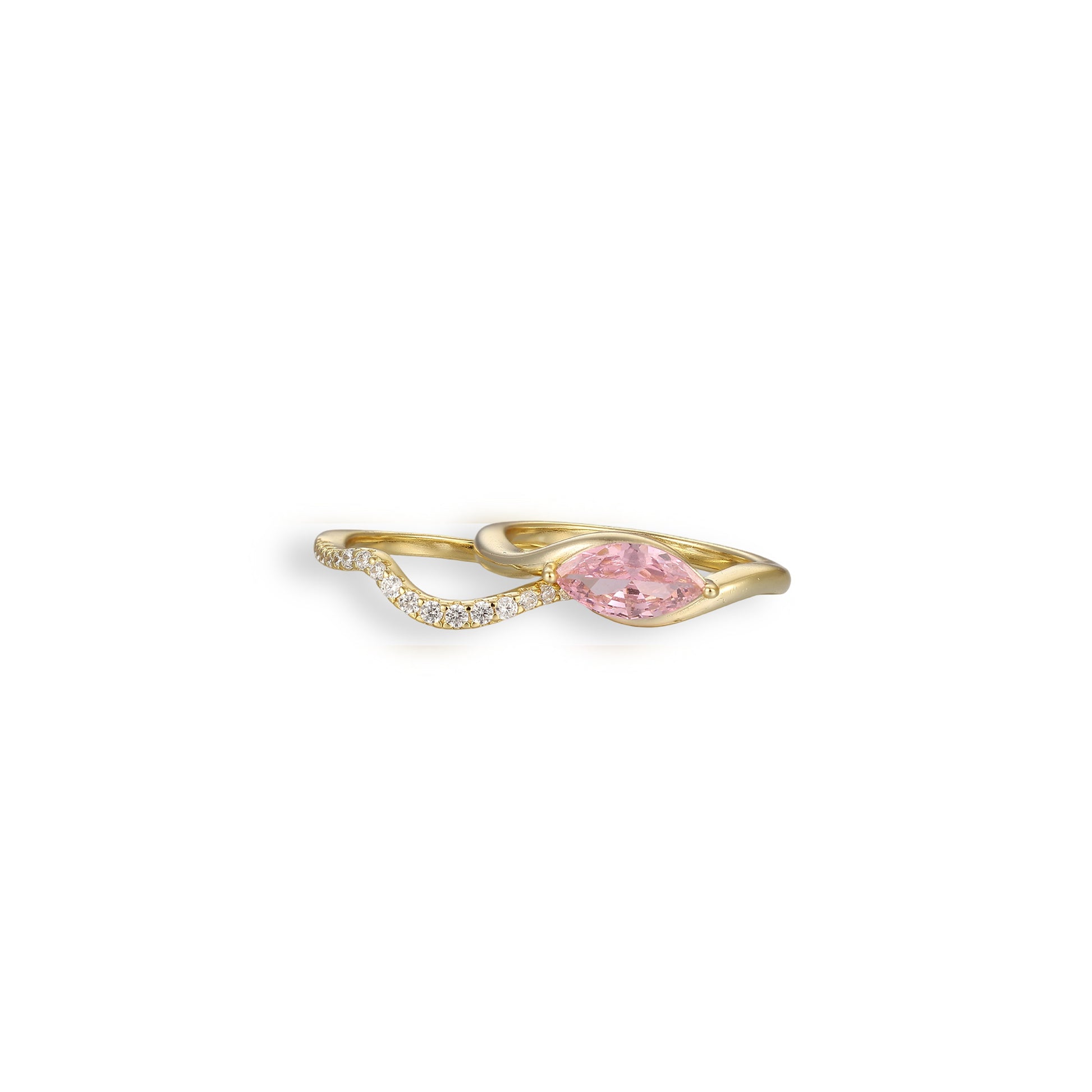 Friedrun 14K Gold Marquise Open Ring Set