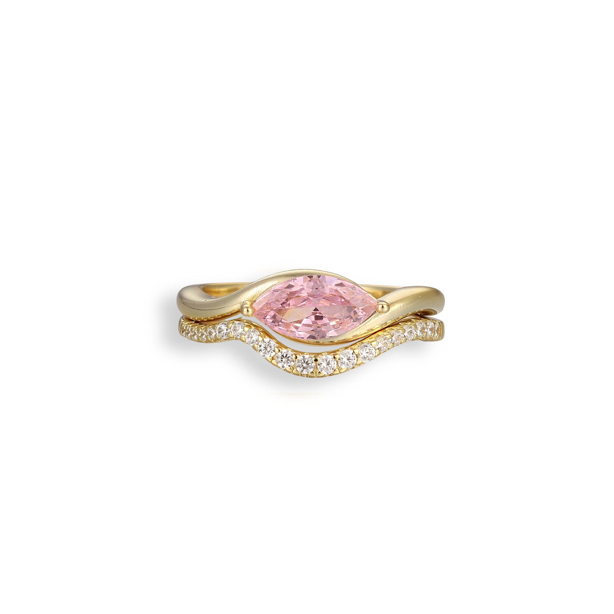 Friedrun 14K Gold Marquise Open Ring Set