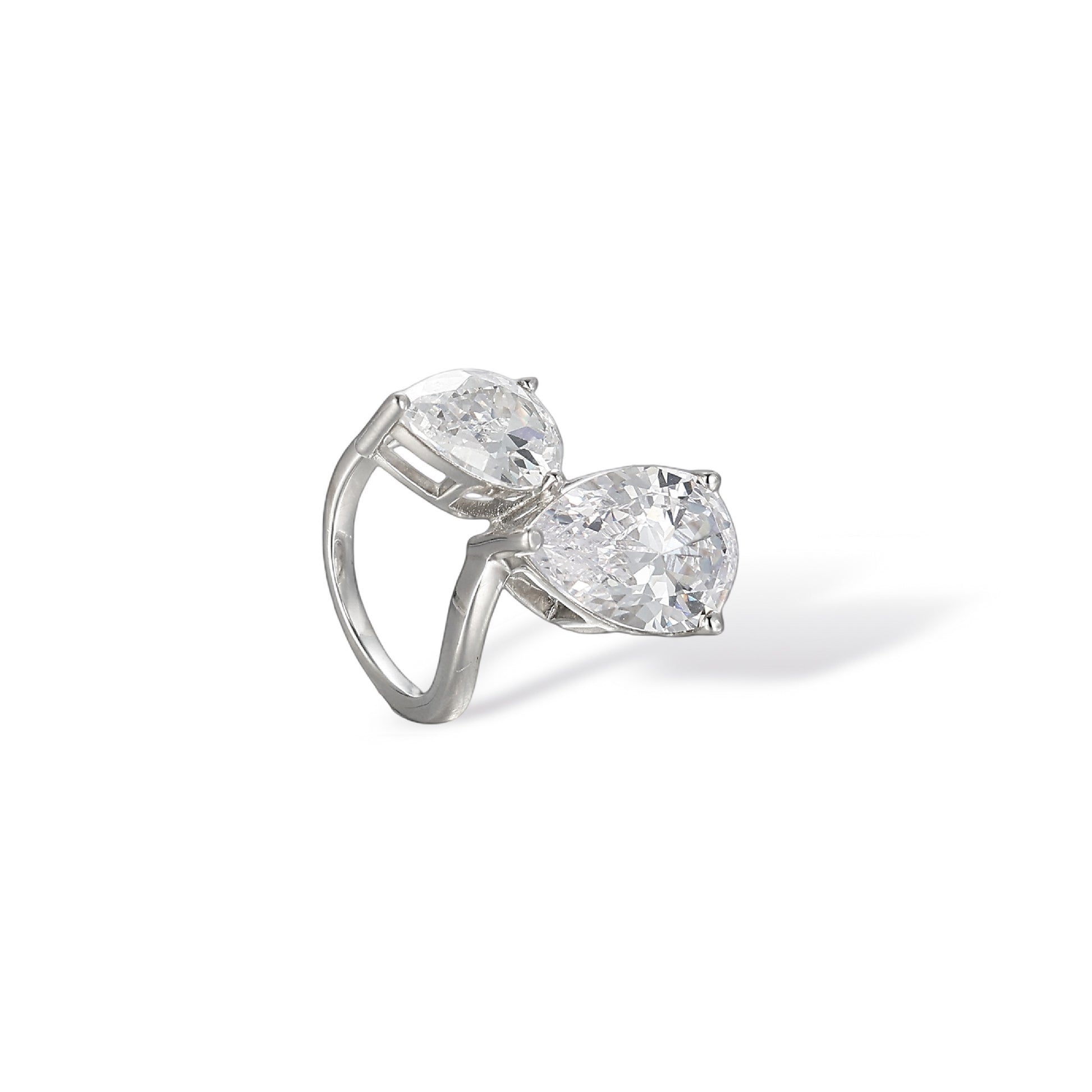Friedswind White Double Teardrop Ring