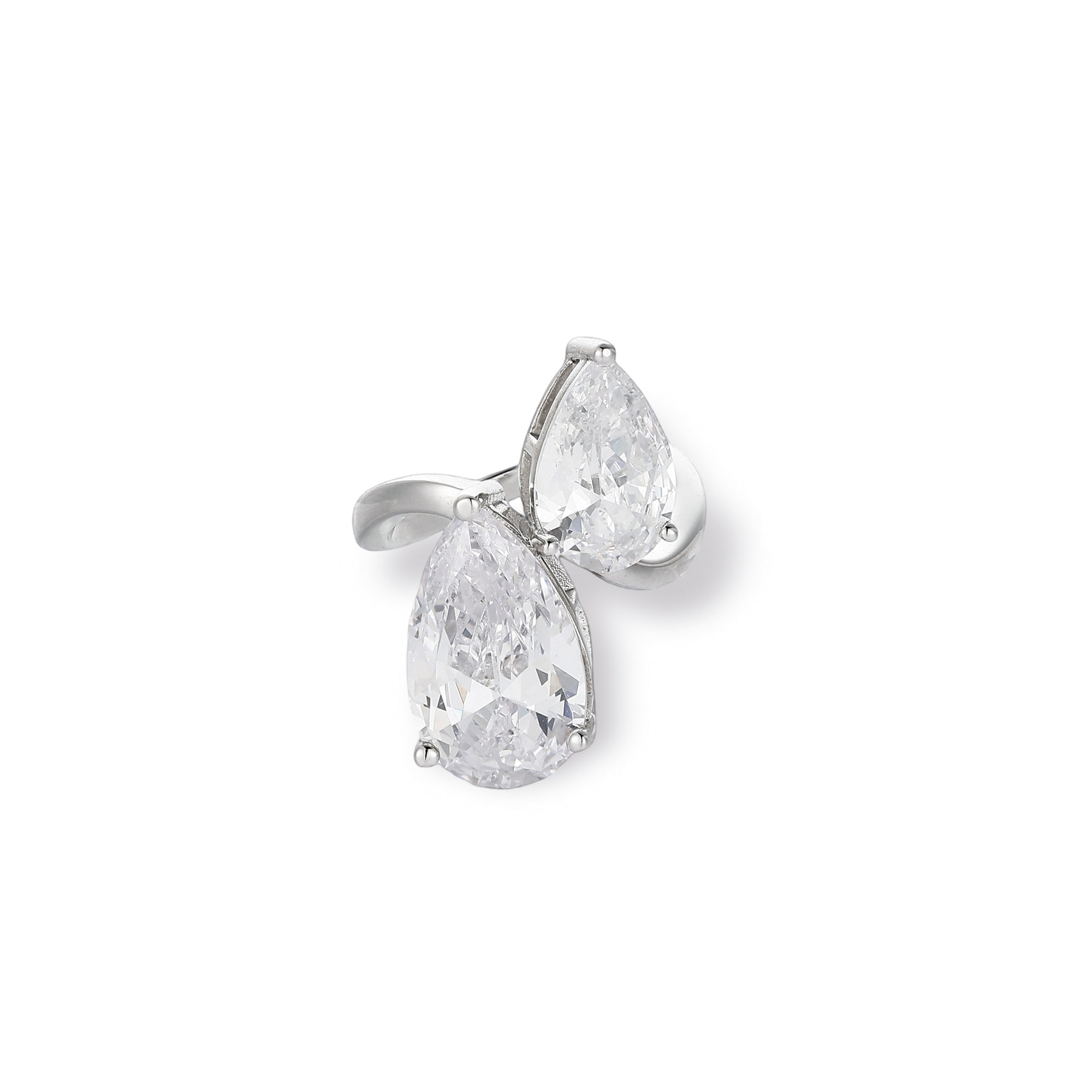Friedswind White Double Teardrop Ring