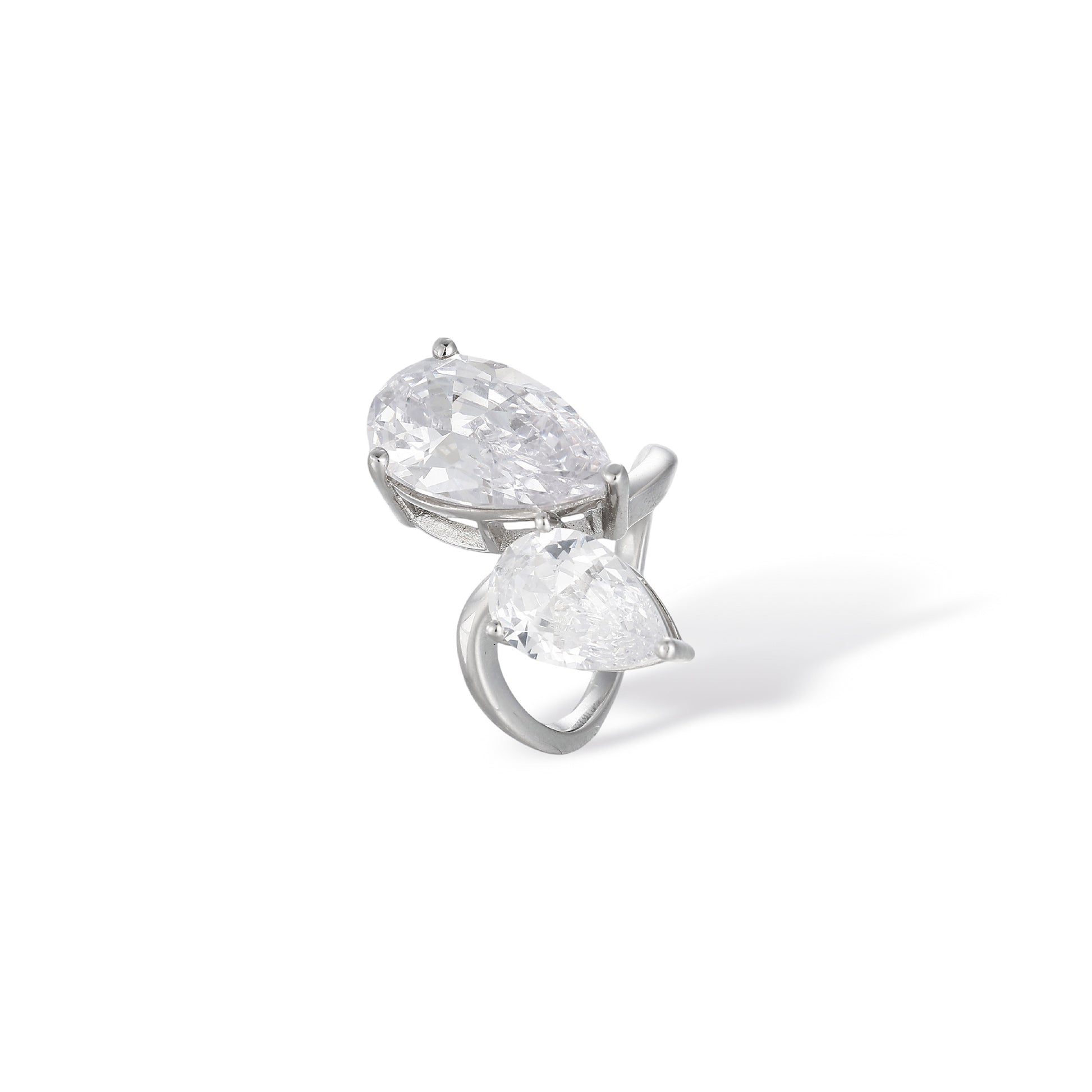 Friedswind White Double Teardrop Ring