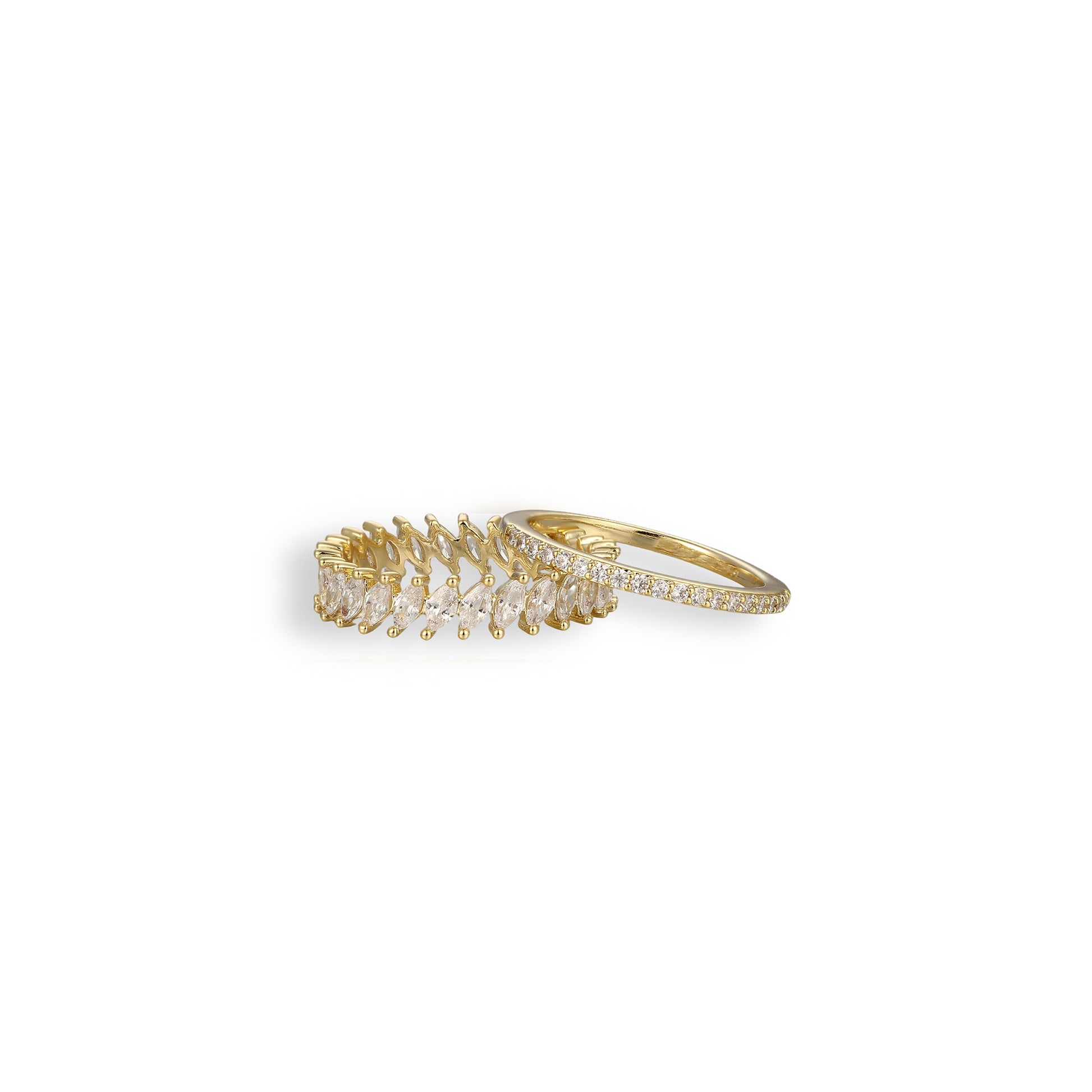 Friedwina 14K Gold Marquise Open Ring Set