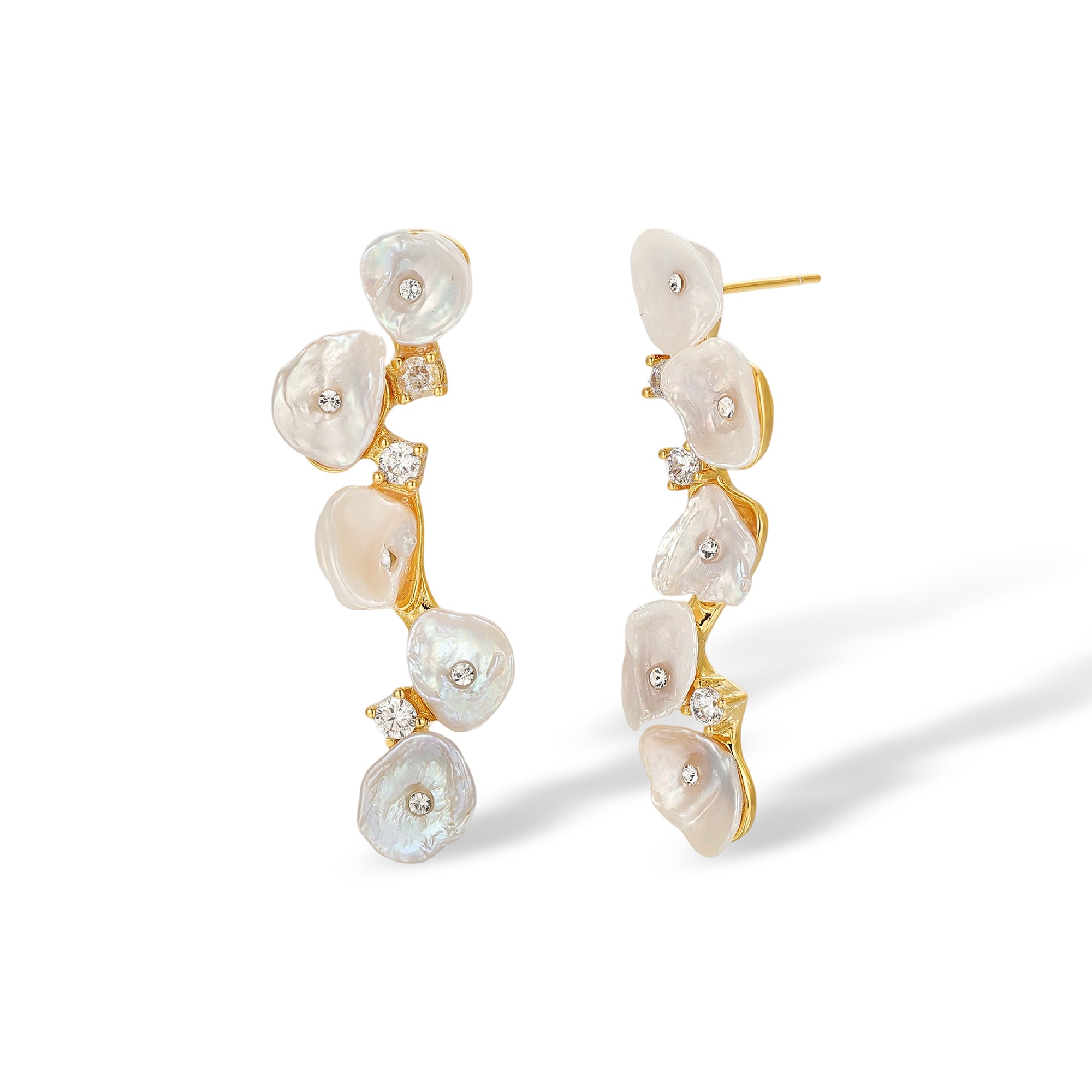 Fritzi White Floral Shell Drop Earrings