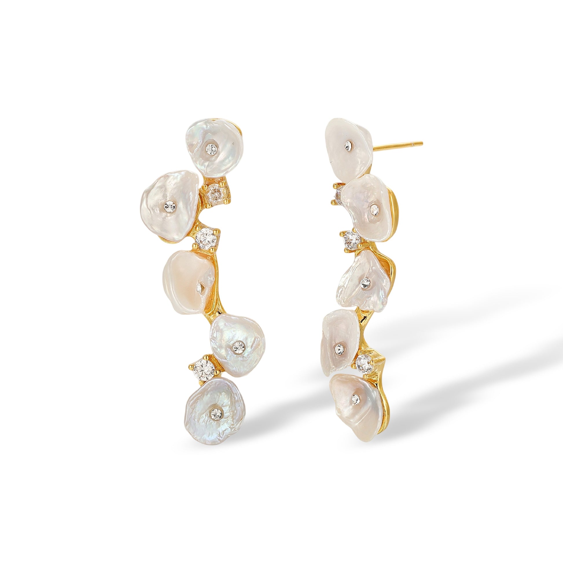 Fritzi White Floral Shell Drop Earrings