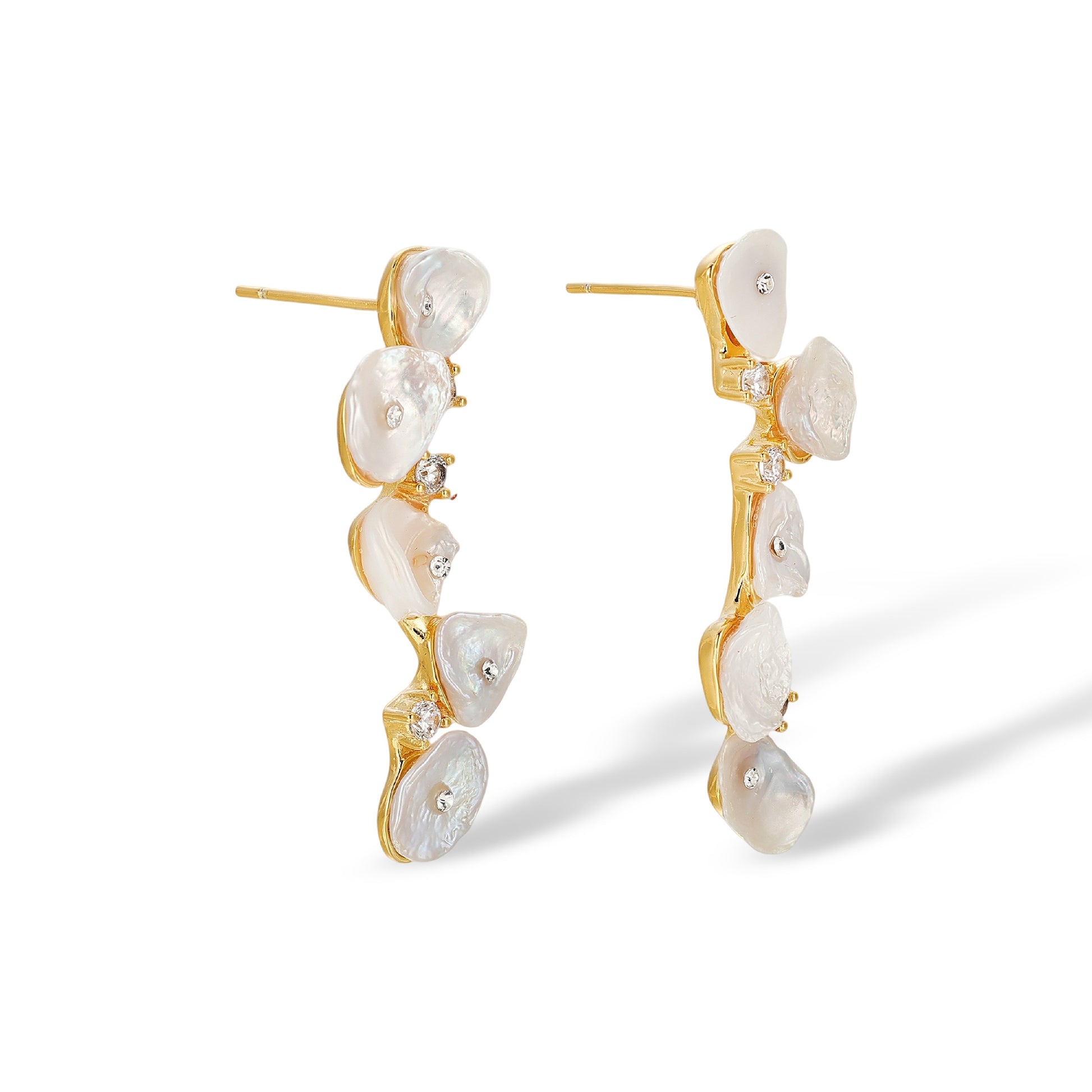 Fritzi White Floral Shell Drop Earrings