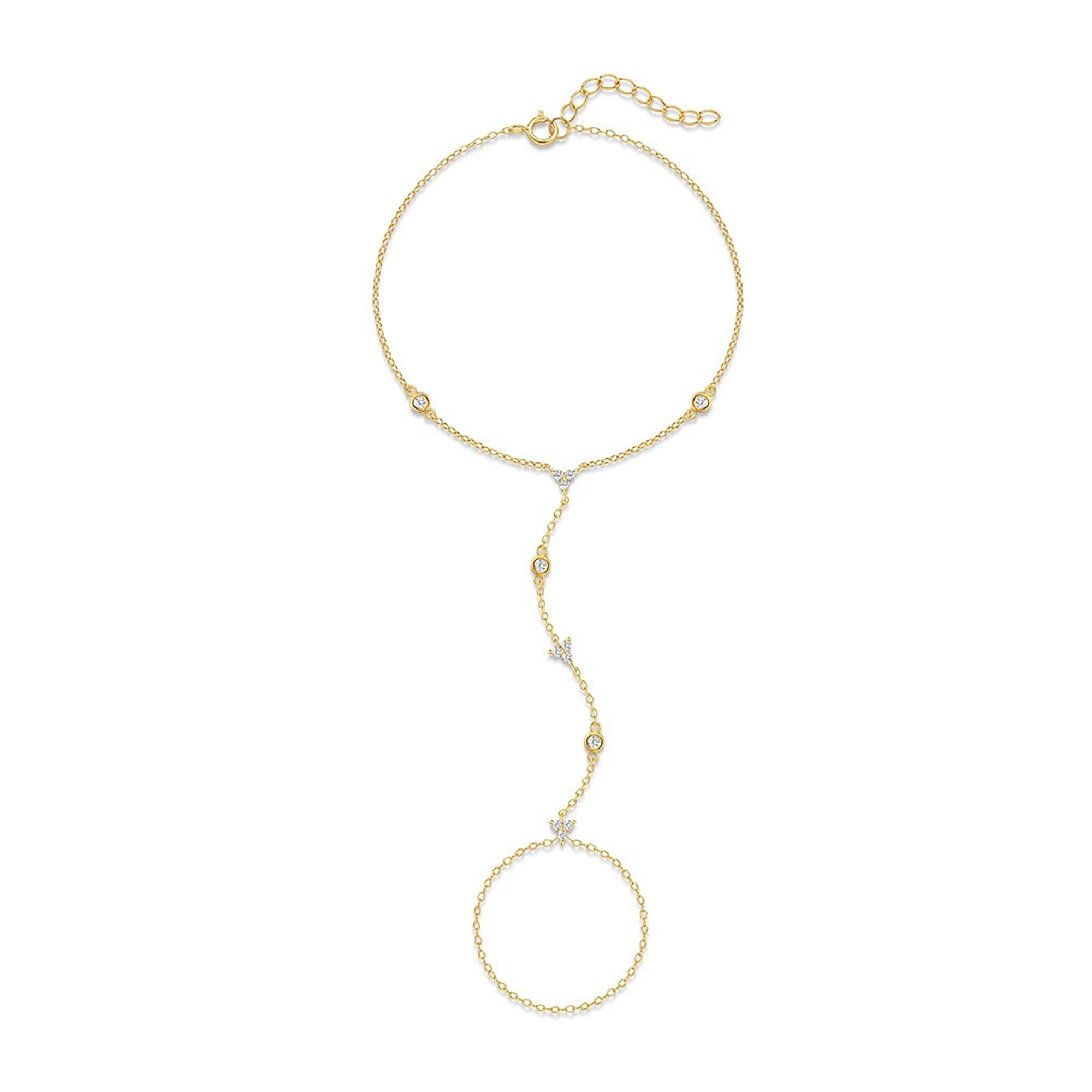 Gabriela 14K Gold Trèfle Linked Finger Bracelet