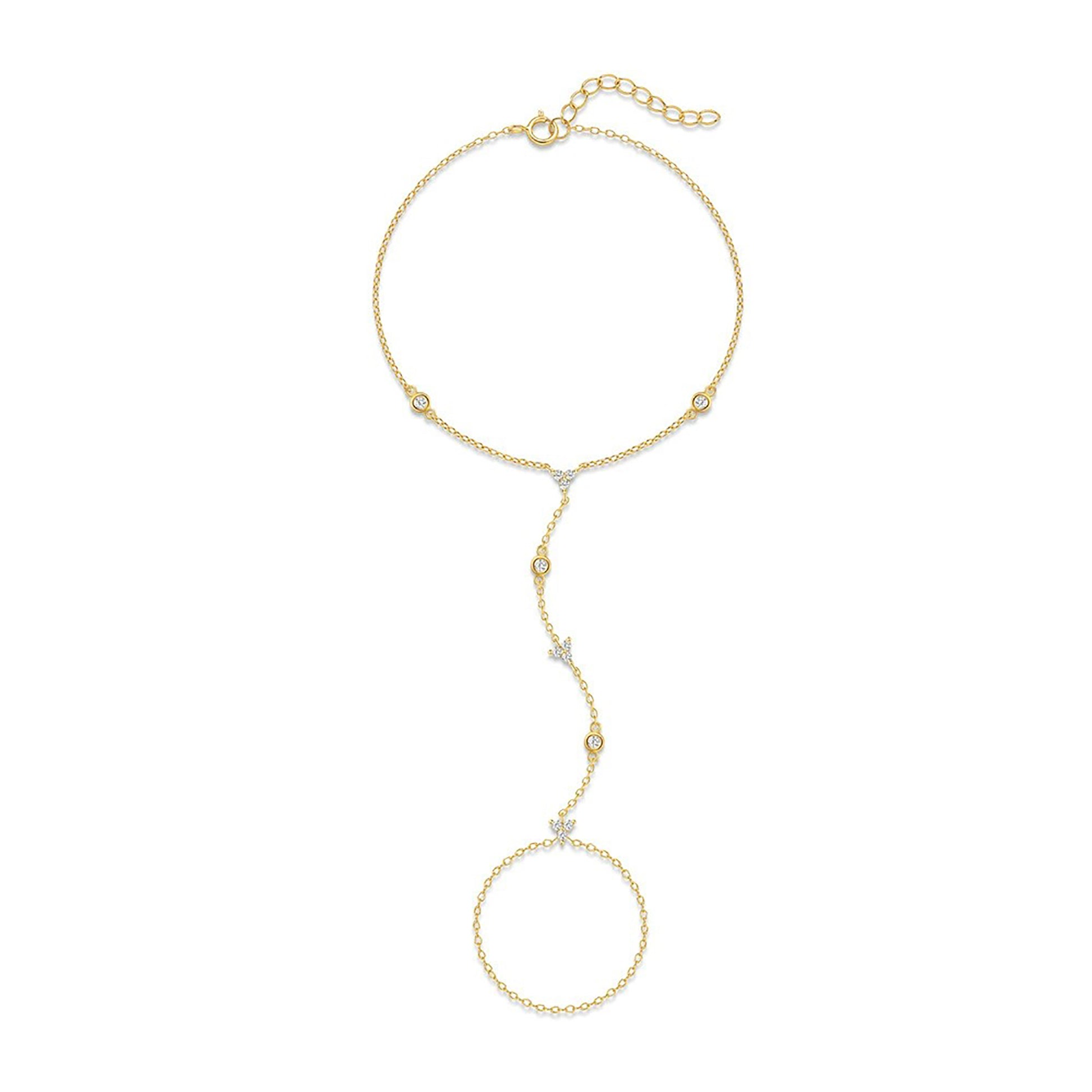Gabriela 14K Gold Trèfle Linked Finger Bracelet